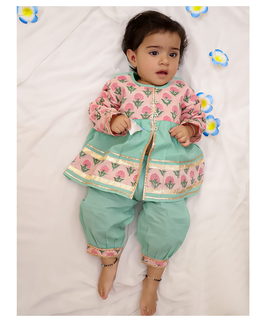 KID1 Cotton Woven Full Sleeves Floral Printed Kurti & Pajama Set - Peach-picture-40