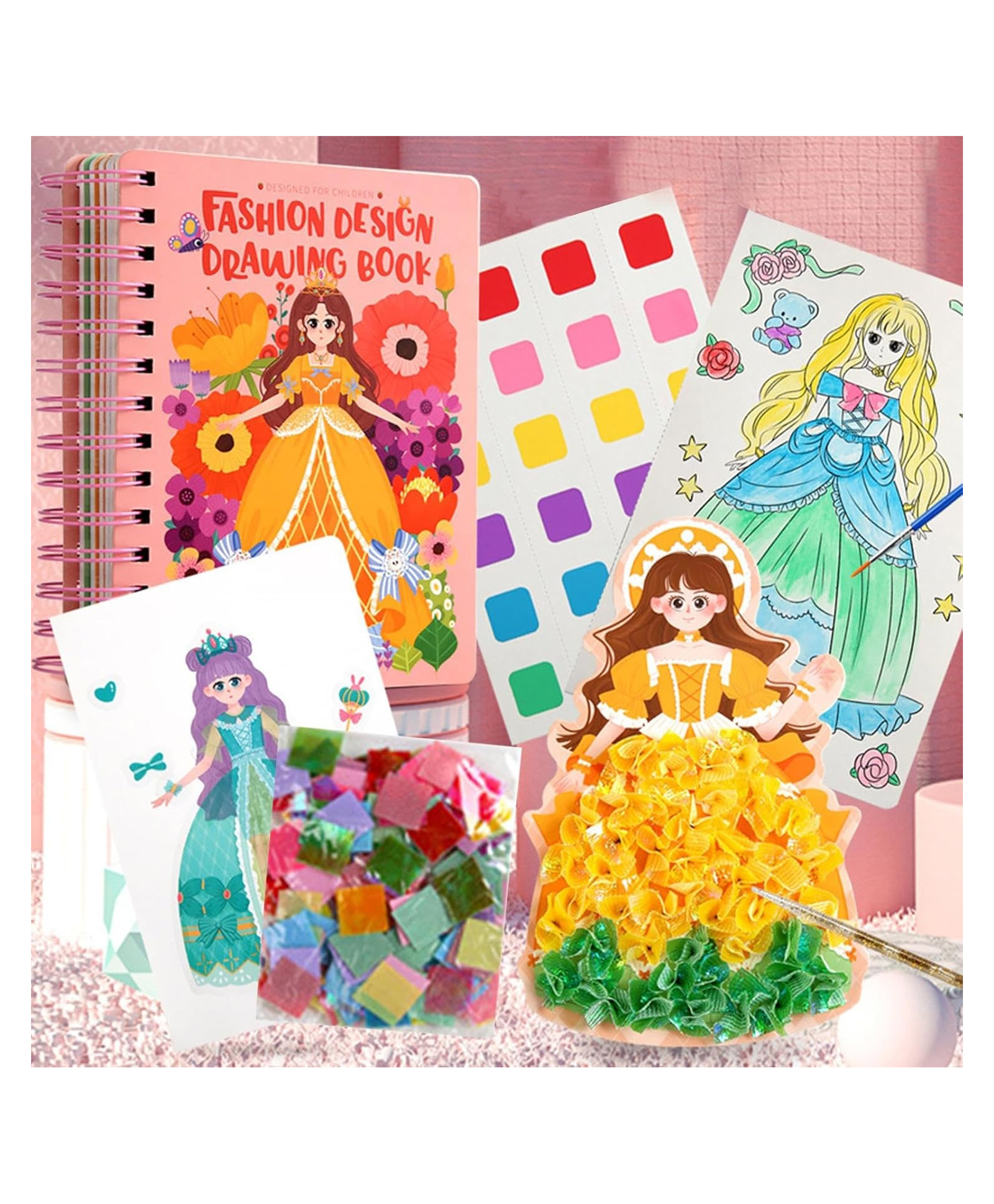 Elecart 3 in 1 Princess Poke-in Art - Magical Princesses, Mess-Free Fun for Kids, DIY Craft Kits, Creative Activity, Dress-up Activity, DIY Fabric Art Crafts Toys, Gifts for Girls & Boys-picture-4
