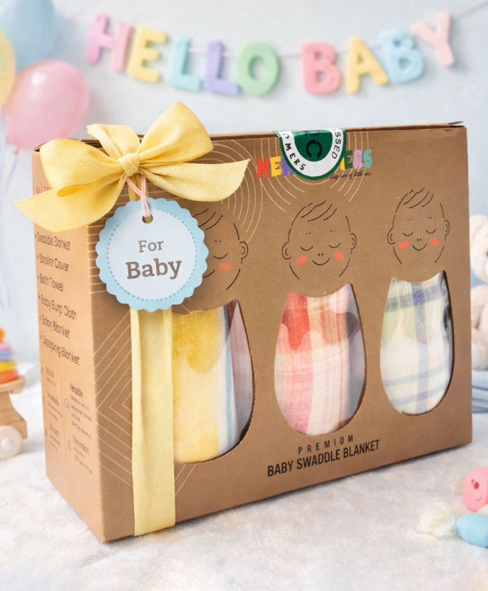 NEW COMERS Cotton Muslin Baby Swaddle Set, Multicolor Printed Muslin Swaddle Wrap for New Born Baby pack of 3-image-32