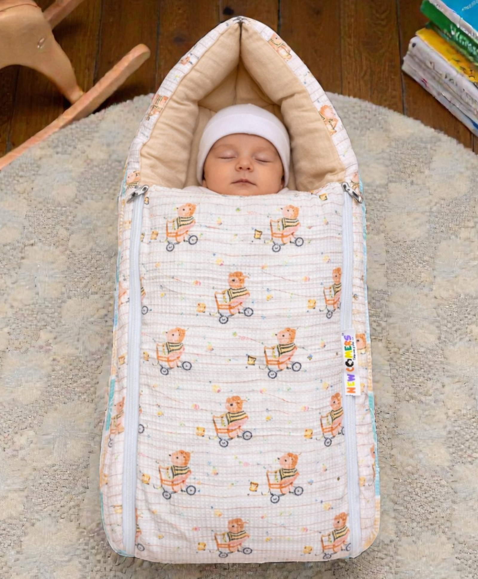 NEW COMERS 3 in 1 Baby Bed Sleeping Bag & Carry Nest Infant Portable Bassinet for Baby Carrying-Beige-picture-11