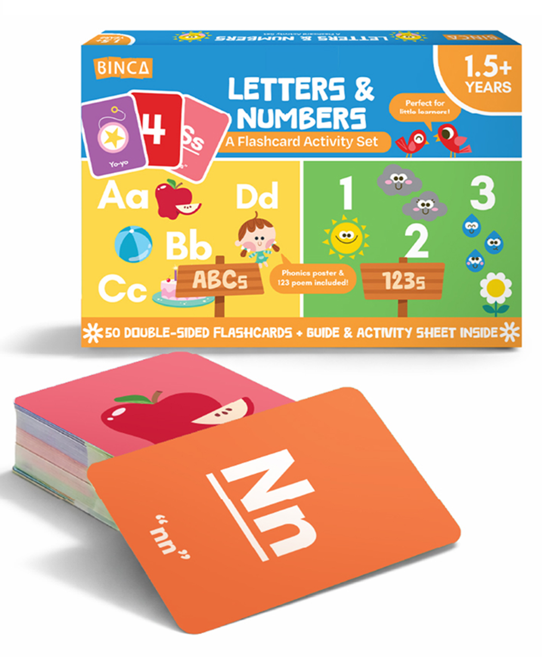 Binca Flash Cards for Toddlers - Letters & Numbers, 50 Double-Sided Cards with Phonics & Counting-picture-16