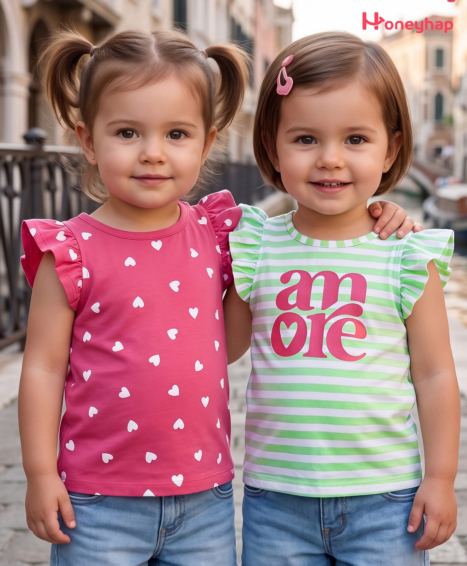 Honeyhap Premium 100% Cotton Knit Half Sleeves Printed Tops With Bio Finish - Hot Pink & Bright White-image-27