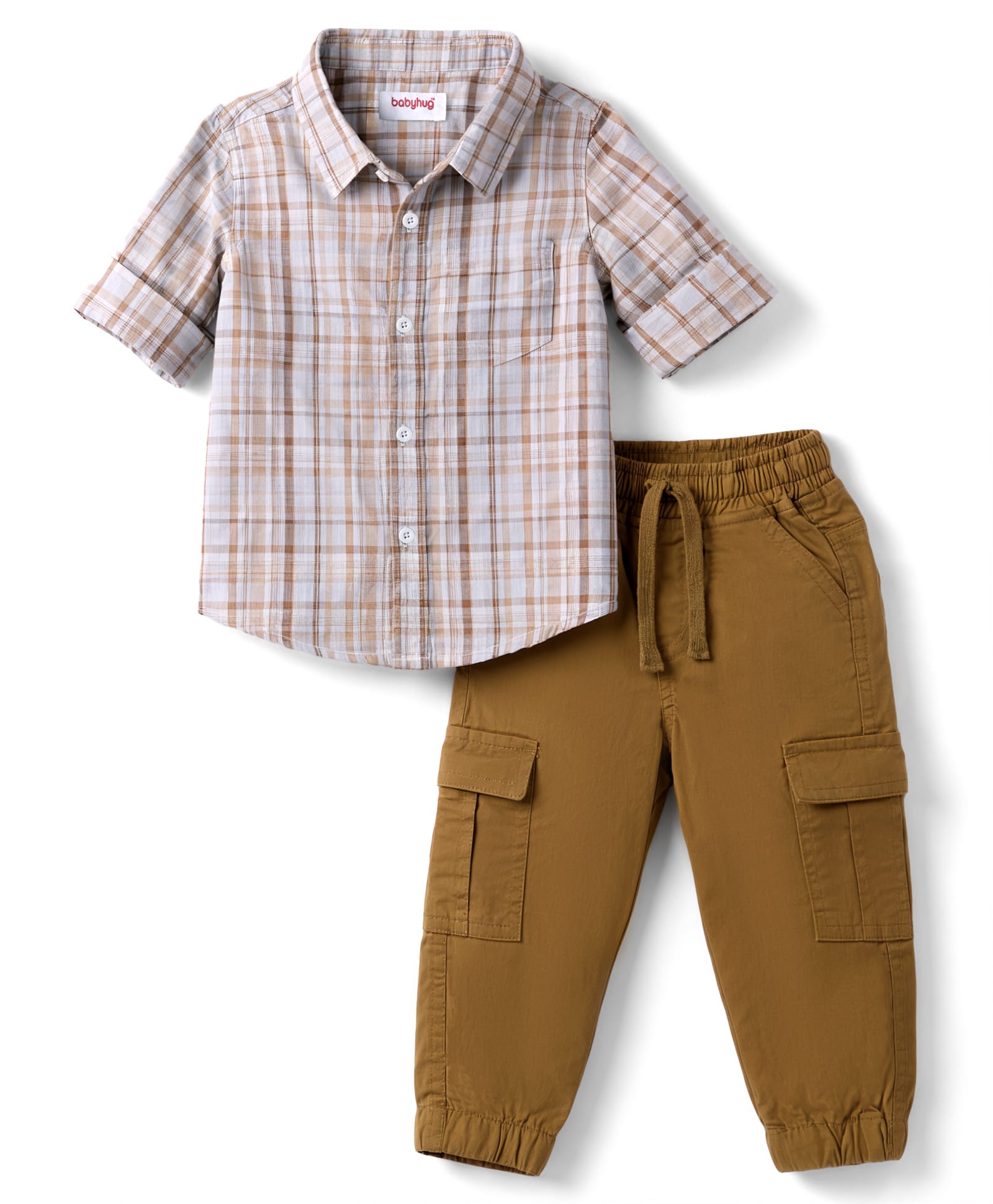 Babyhug Cotton Woven Full Sleeves Checks Shirt & Lounge Pant Set - Multicolor-picture-17