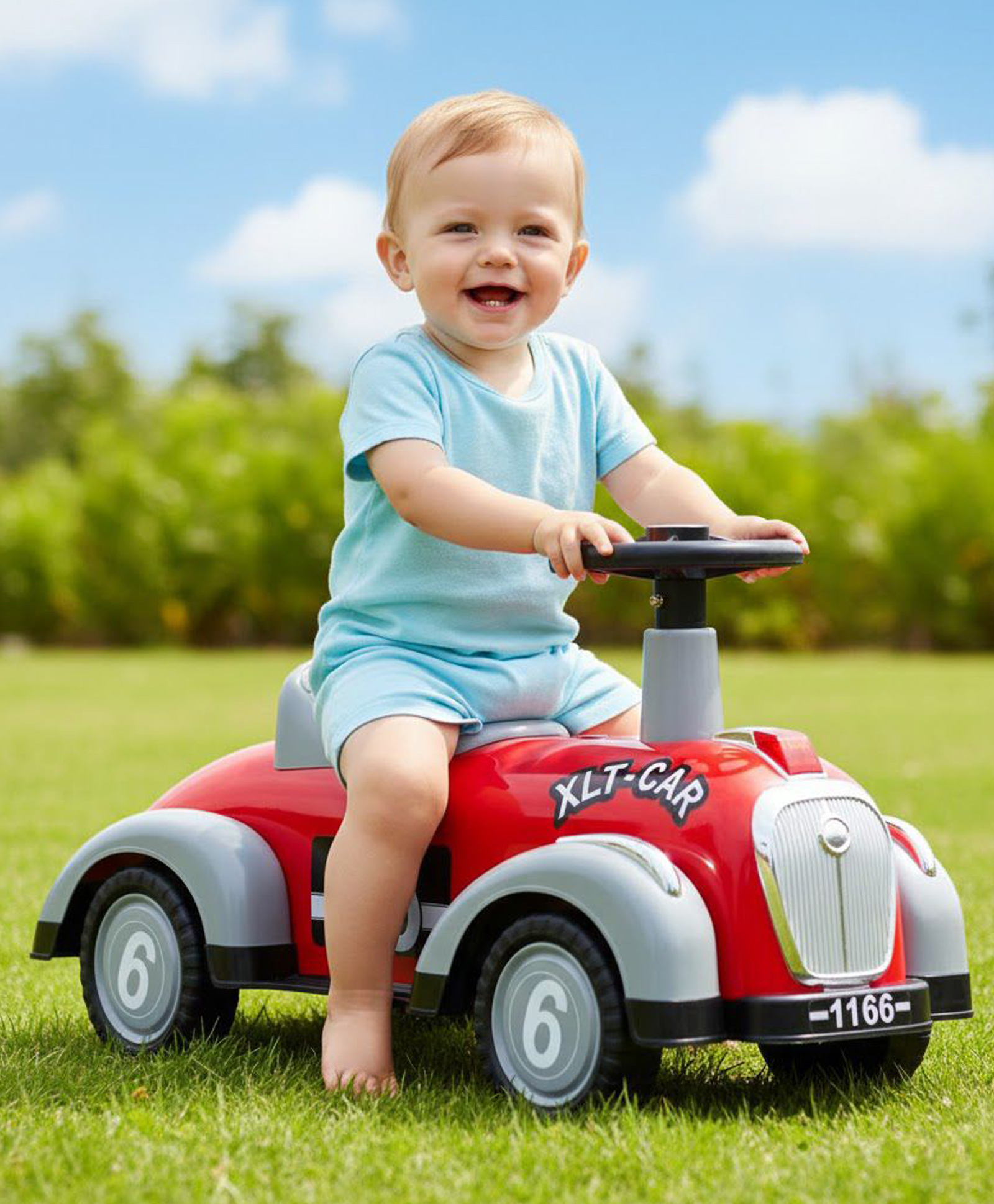 Zyamalox classic vintage ride on car for kids toddler scooter style cycle toy safe rider for kids toys indoor outdoor fun ages one to five play (Red)-image-47