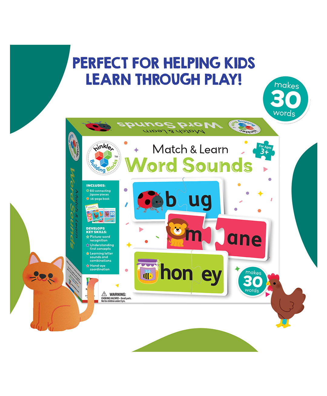 Match & Learn Words Jigsaw Puzzle Set, Building Blocks Set, Puzzle Toy for Toddler, With 16 Pages Words Book, Educational, Learning and Fun, Activity Toys for Kids Board Book - English-image-6