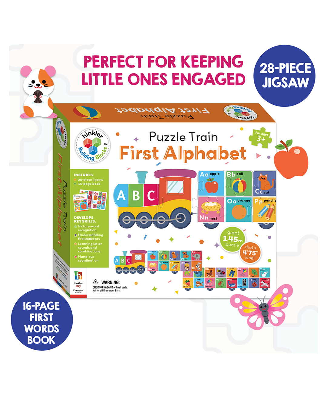 Train Jigsaw Puzzle Set with One Alphabet book, Puzzle for Toddler, 28-Pieces Jigsaw Puzzle and 16 Pages Book, Educational, Learning and Fun, Activity Toys for Kids, Gifting Toys Board Book - English-image-42