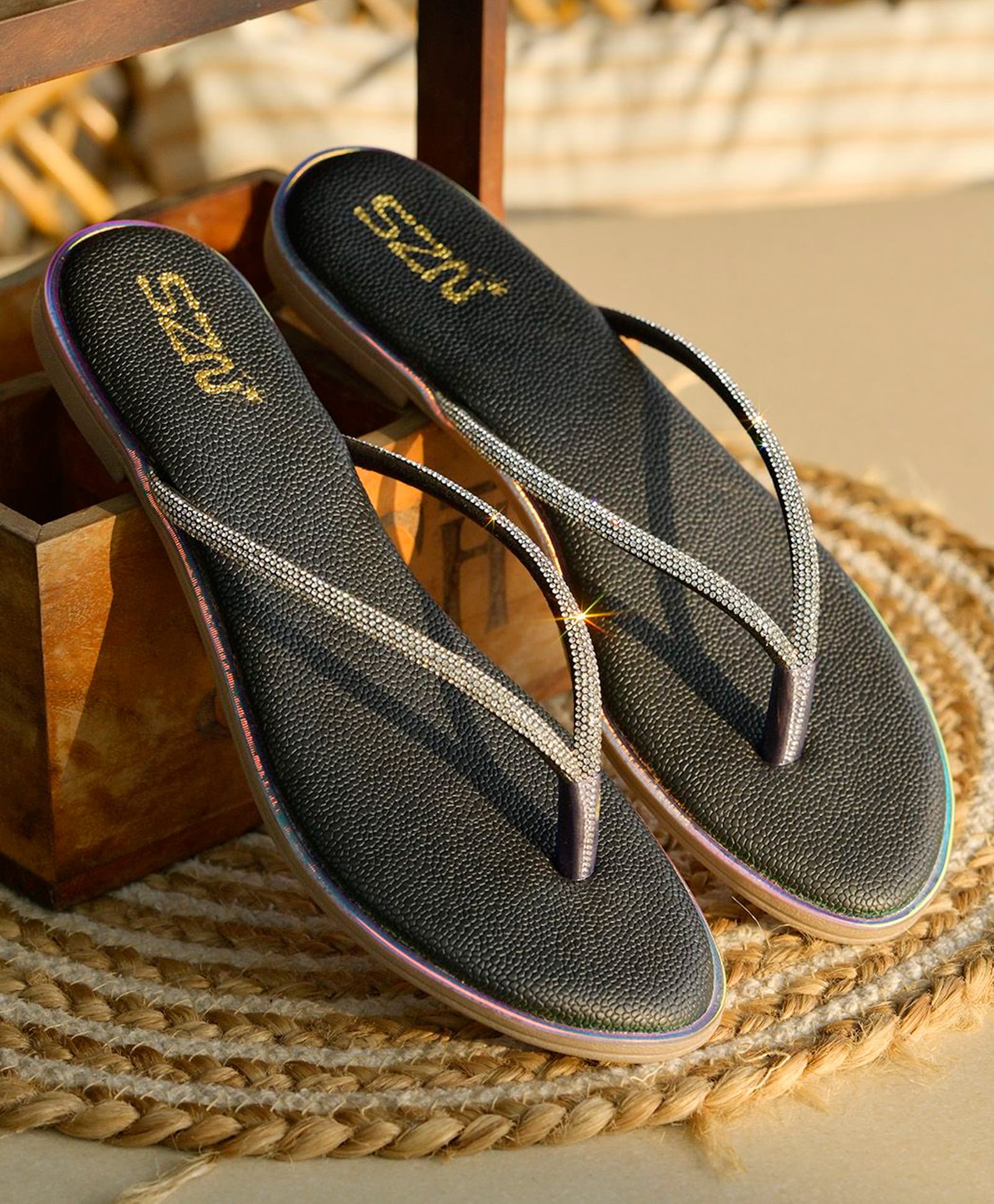 NZS Stone Embellished Sandals - Black-picture-15