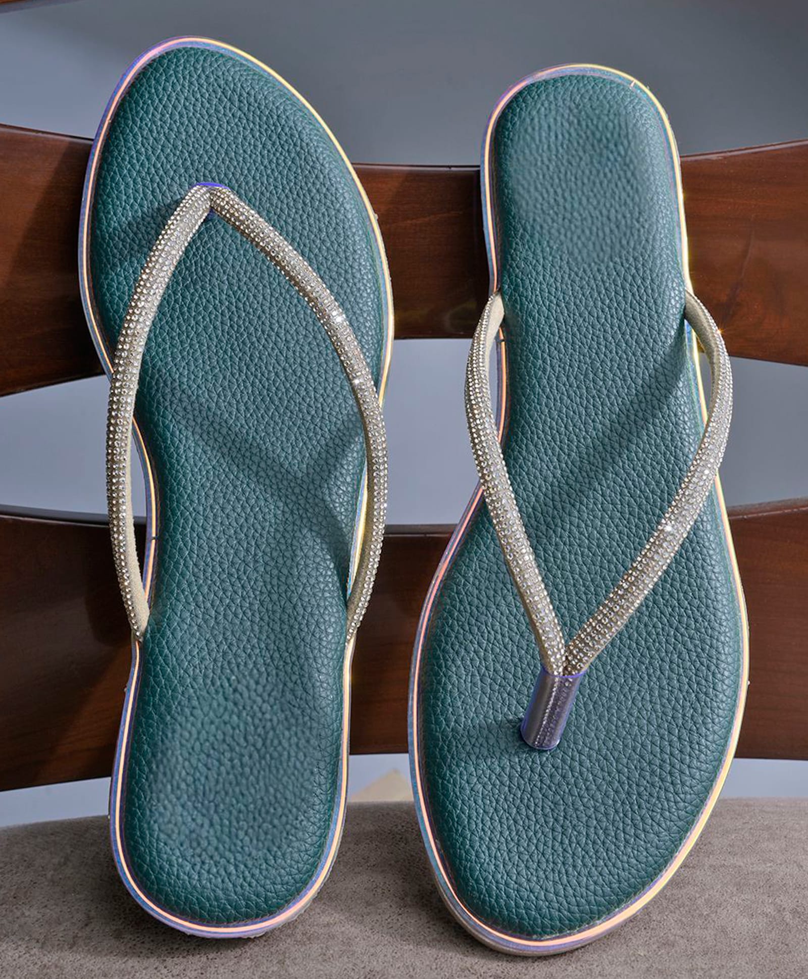 NZS Stone Embellished Sandals - Green-picture-18