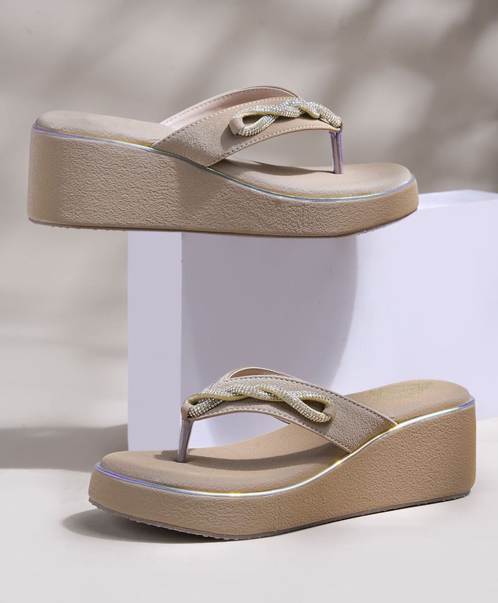 NZS Stone Embellished Heel Sandals - Beige-picture-25