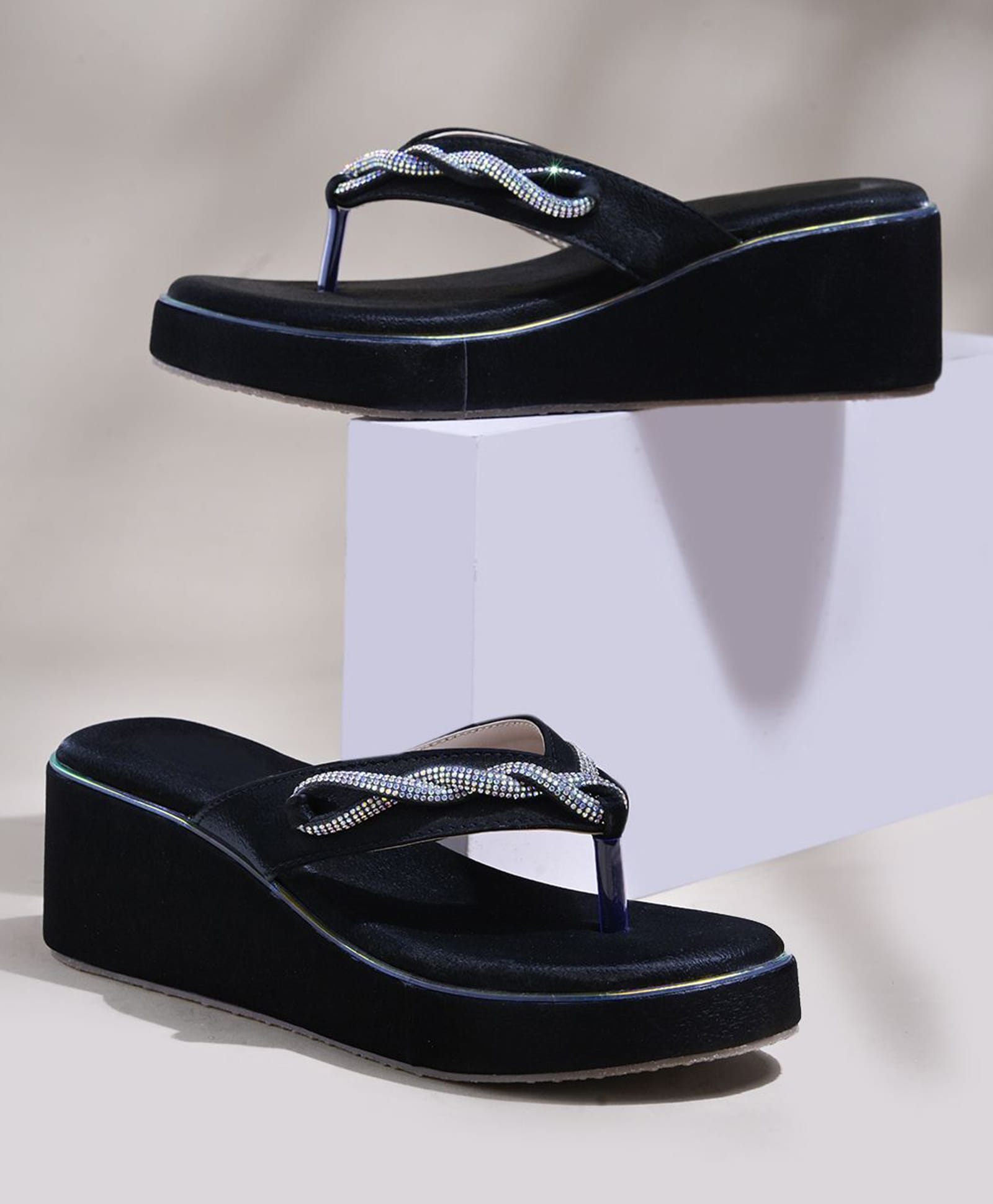 NZS Stone Embellished Heel Sandals - Black-picture-17