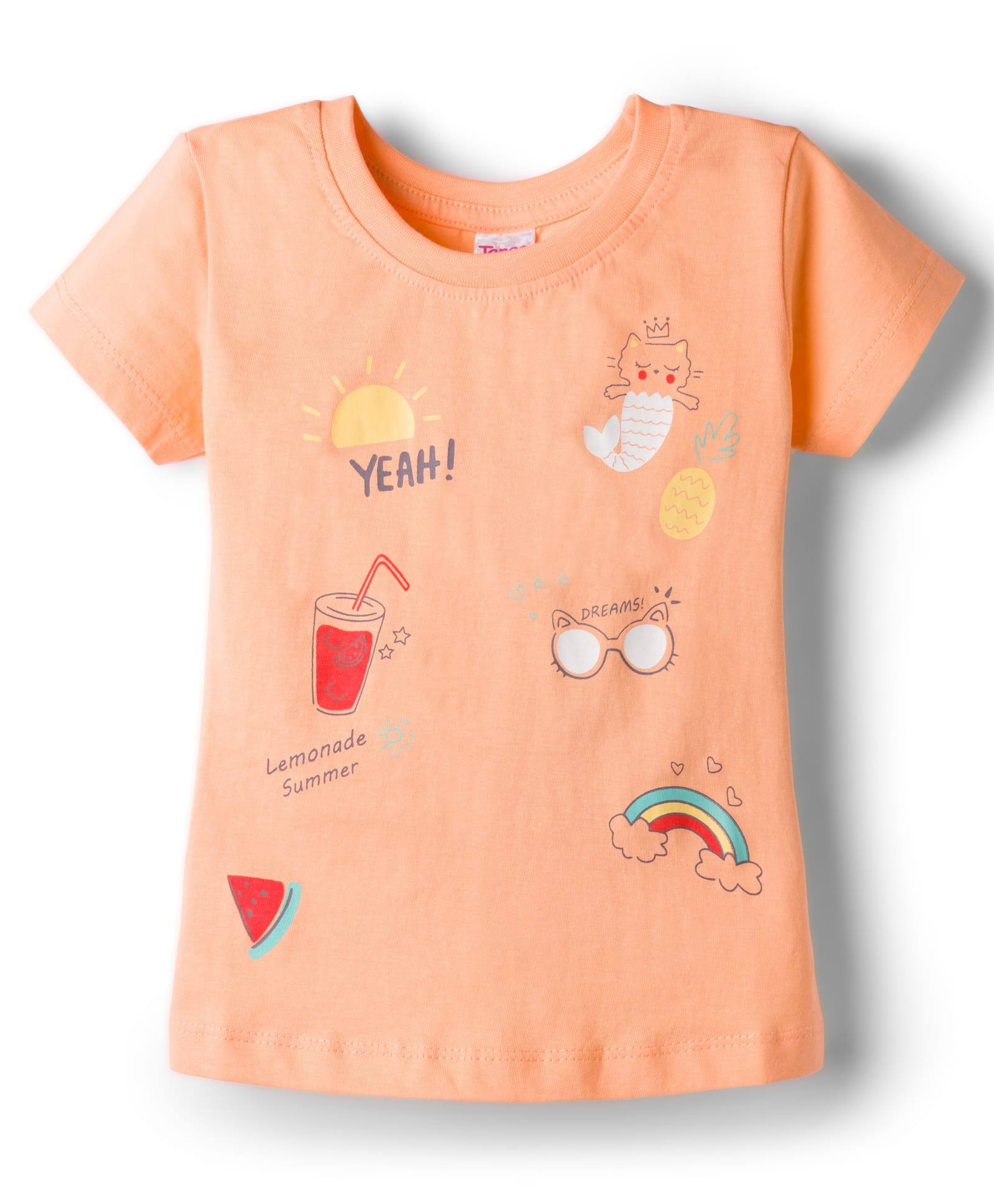 Tango Single Jersey Knit Half Sleeves T-Shirt with Summer Theme Print - Orange-picture-39
