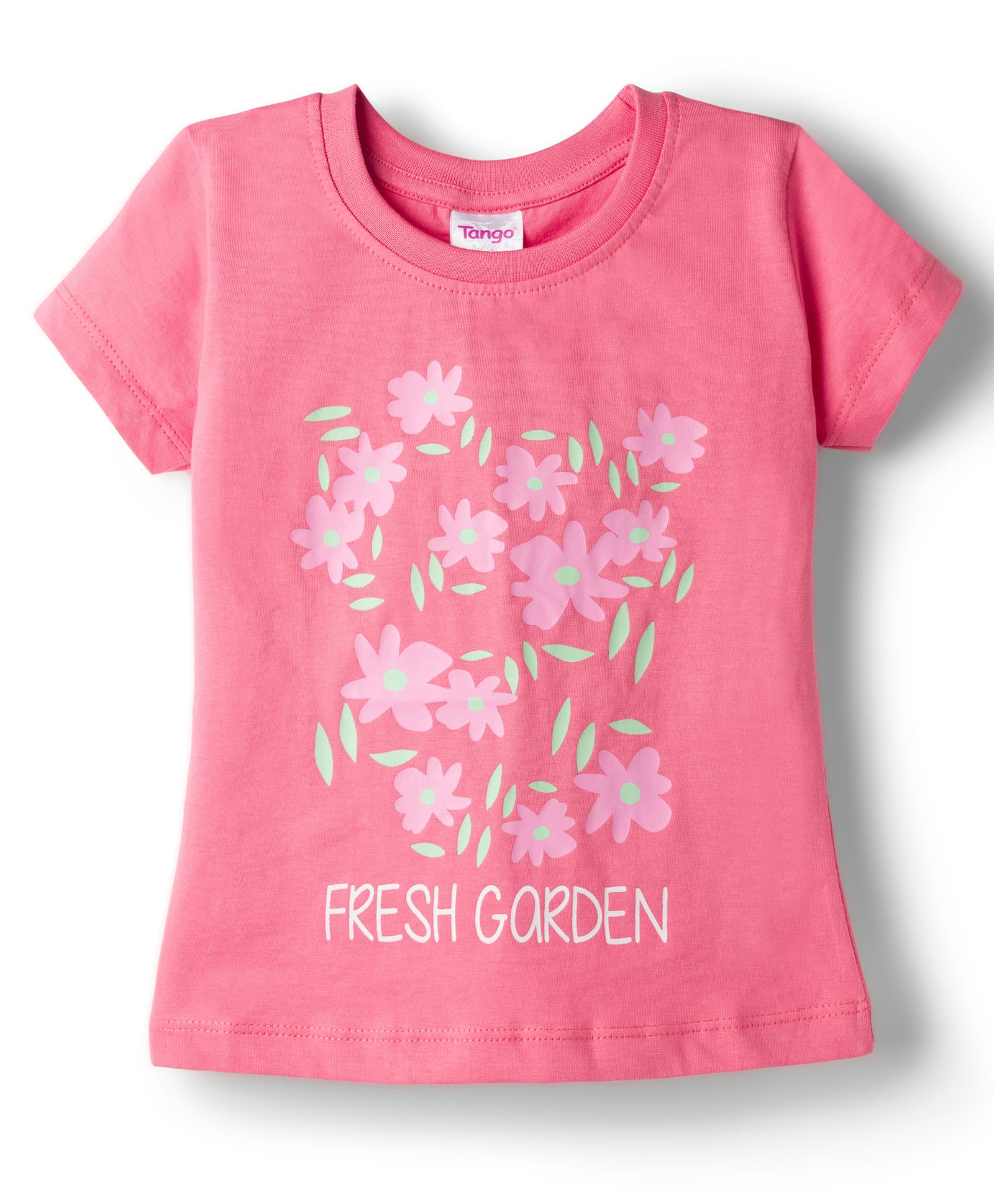 Tango Single Jersey Knit Half Sleeves Striped T-Shirt with Floral Print - Dark Pink-picture-11