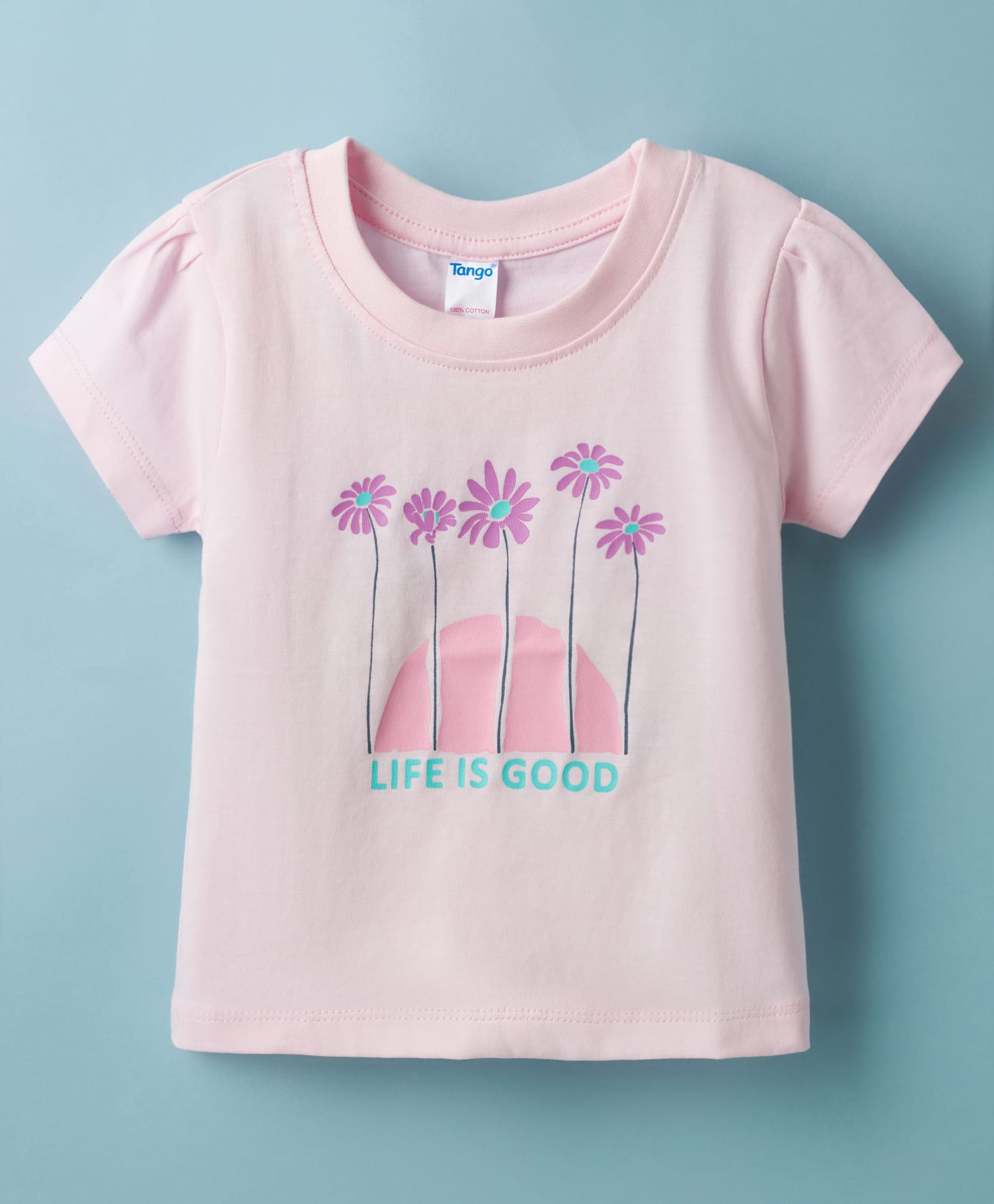 Tango Single Jersey Knit Half Sleeves T-Shirt with Life is Good Print - Pink-image-38