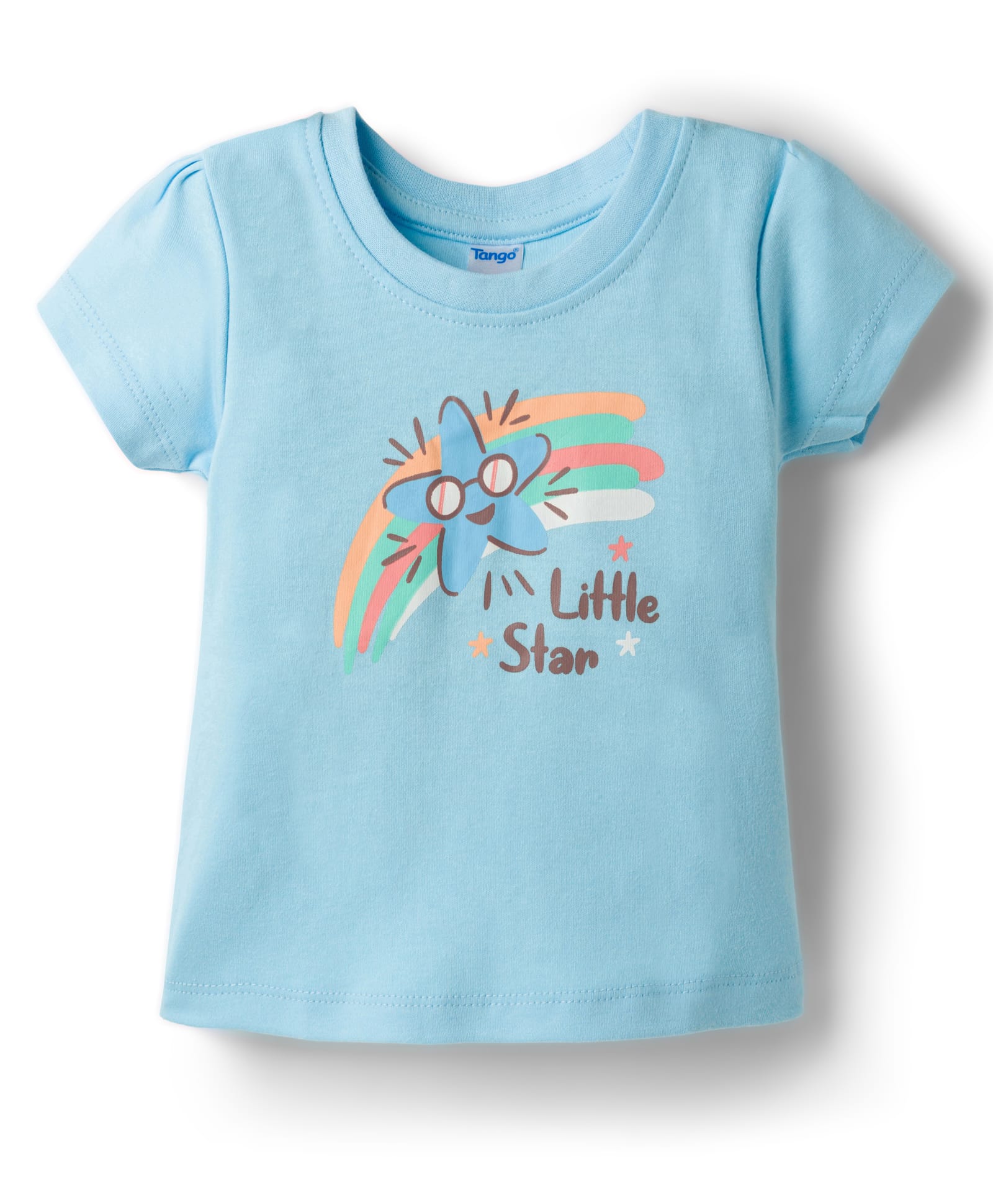 Tango Interlock Knit Half Sleeves T-Shirt with Star Print - Light Blue-image-46