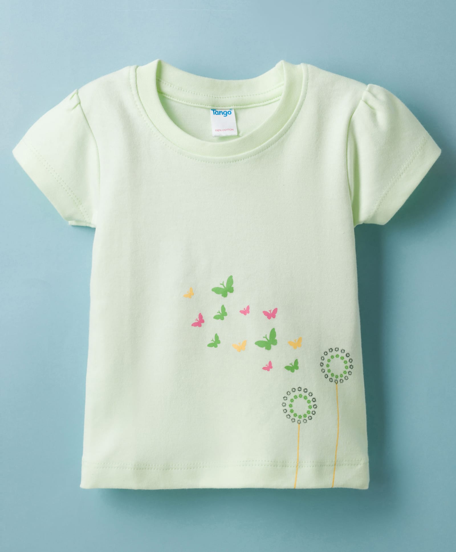 Tango Interlock Knit Half Sleeves T-Shirt with Butterfly Print - Lime-picture-40