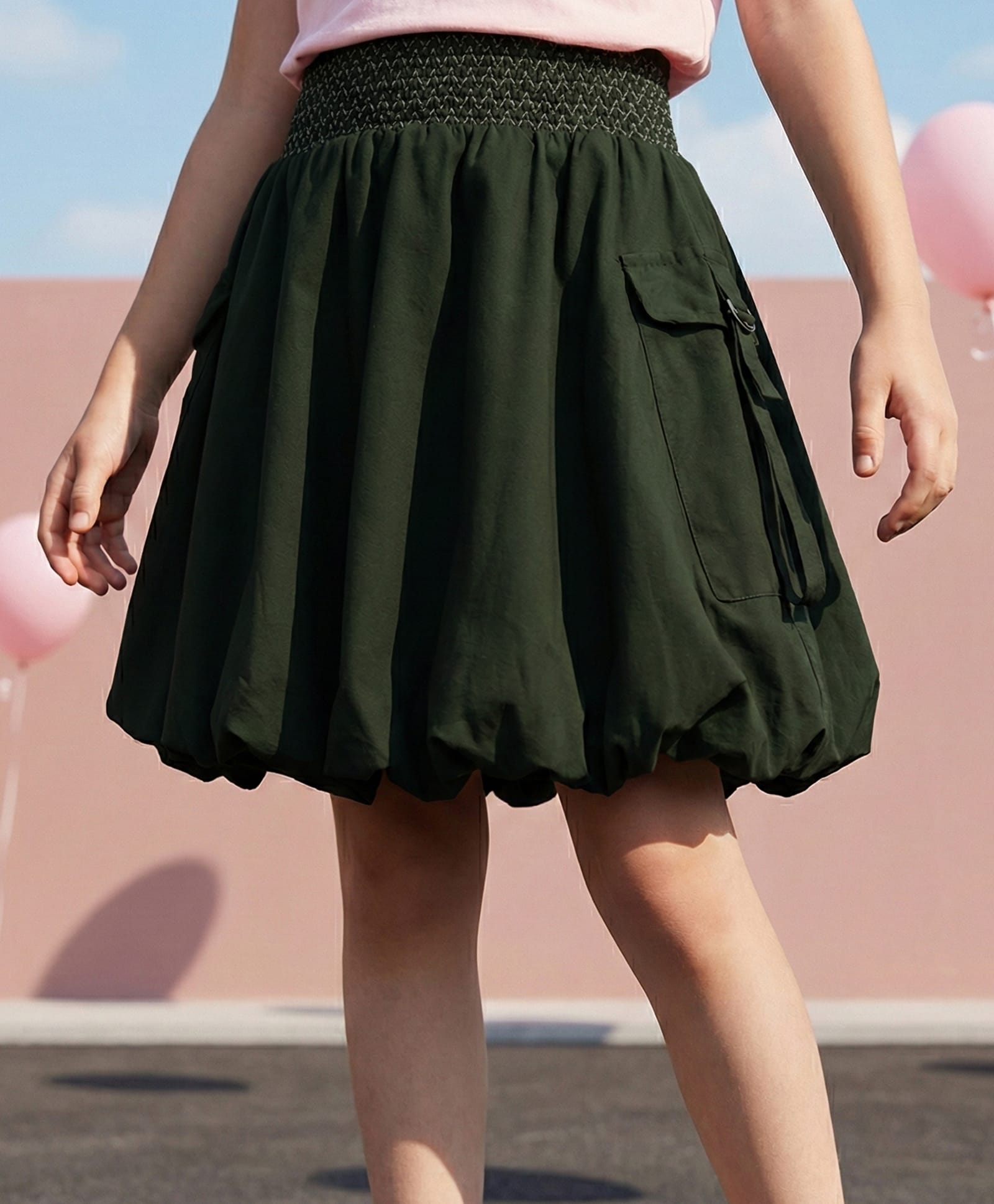 arias by lara dutta Arias 100% Cotton Woven Solid Coloured Skirt With Lining - Olive Green-picture-11