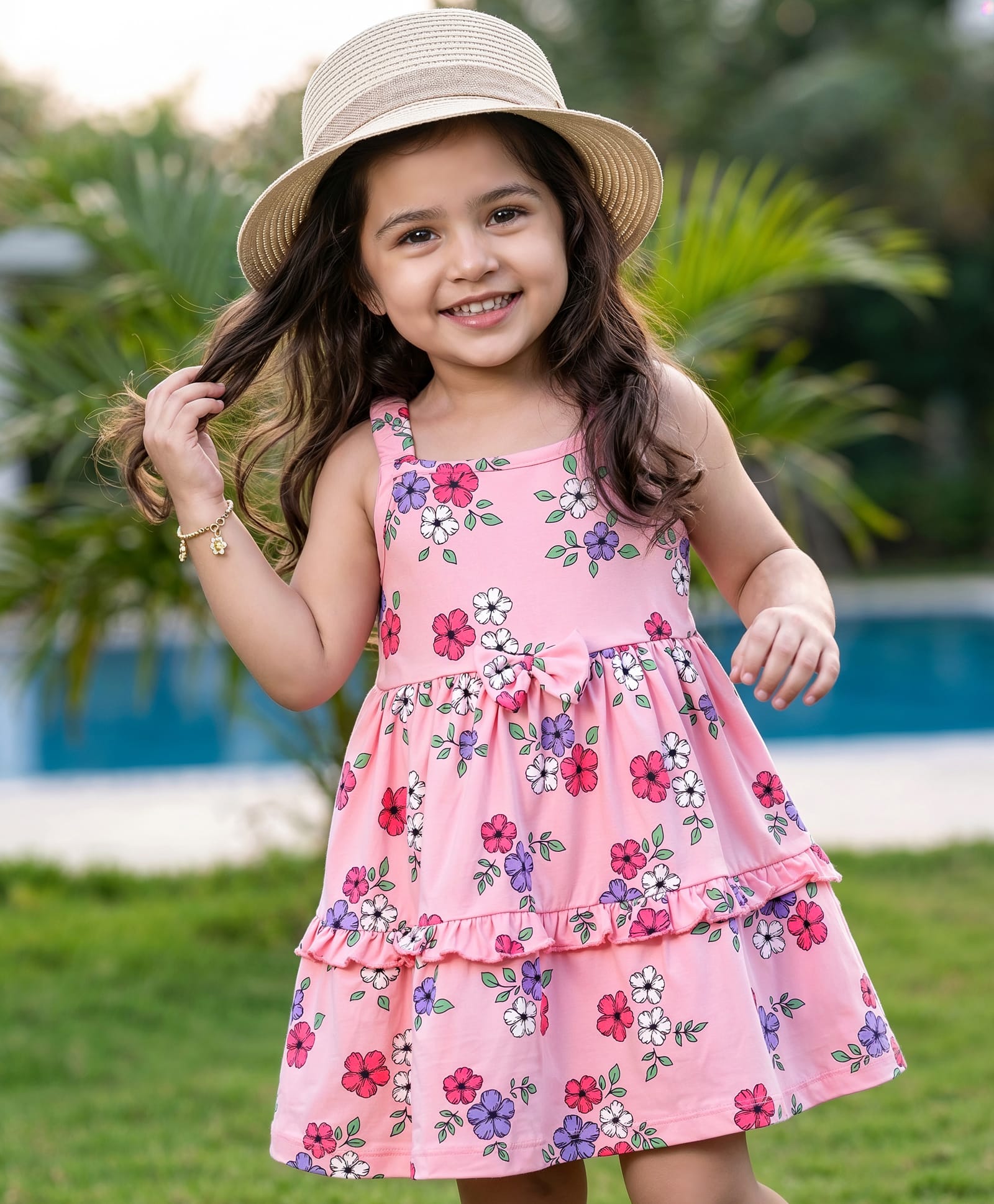 Babyhug Single Jersey Knit One Piece Dresses/Frocks Sleeveless Floral Print Pink 9-12 Months-image-31