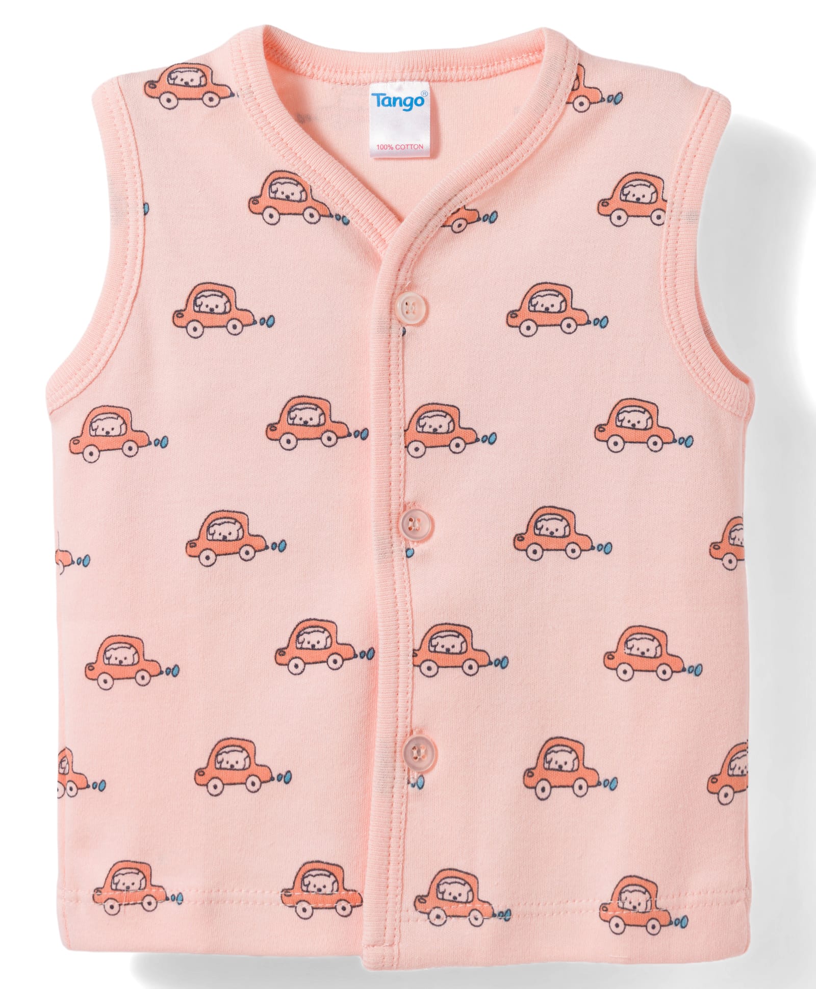 Tango Interlock Knit Sleeveless Jhabla With Car & Dog Print - Pink-picture-42