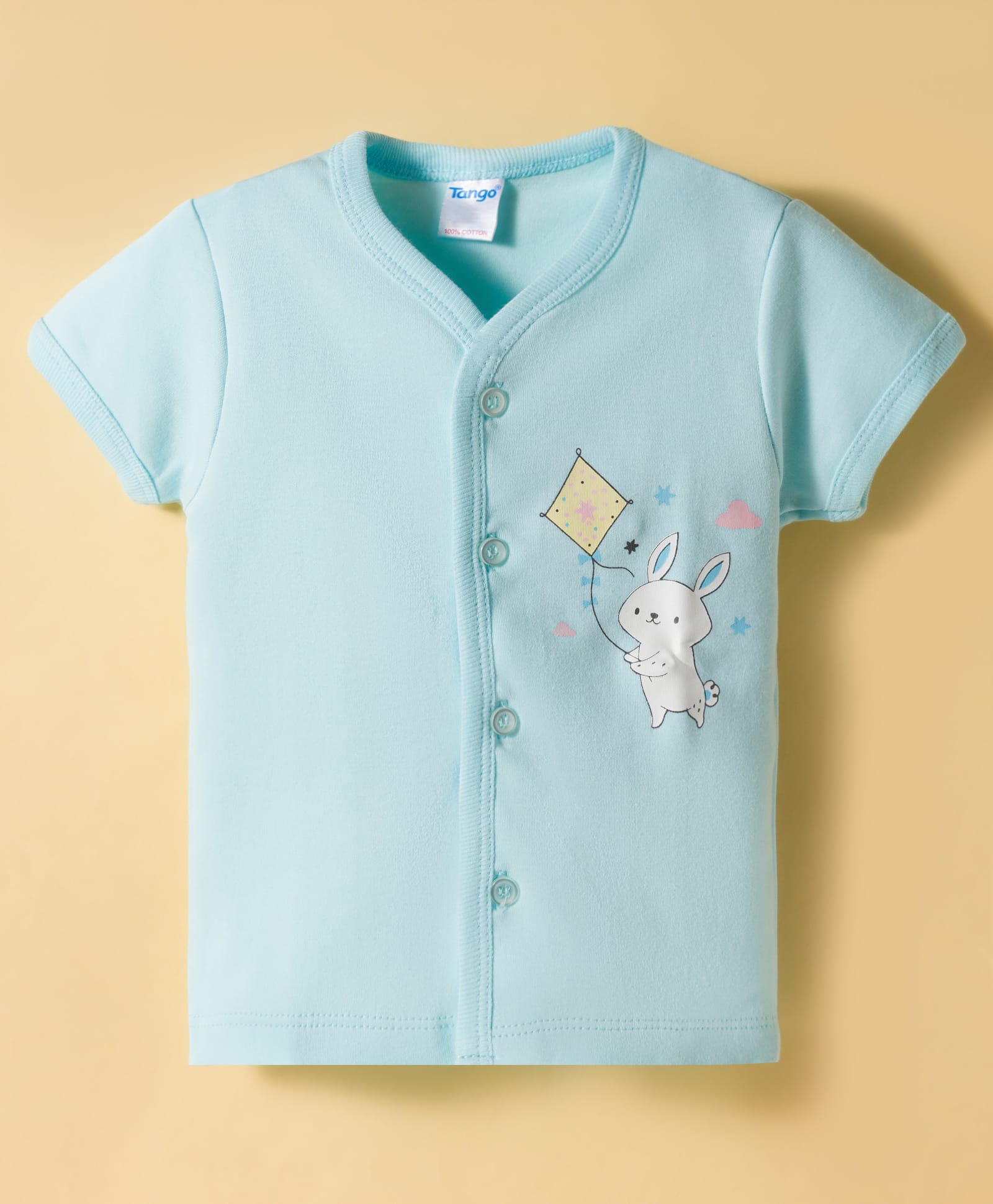 Tango Interlock Knit Bunny Printed Jhabla - Aqua Blue-image-34