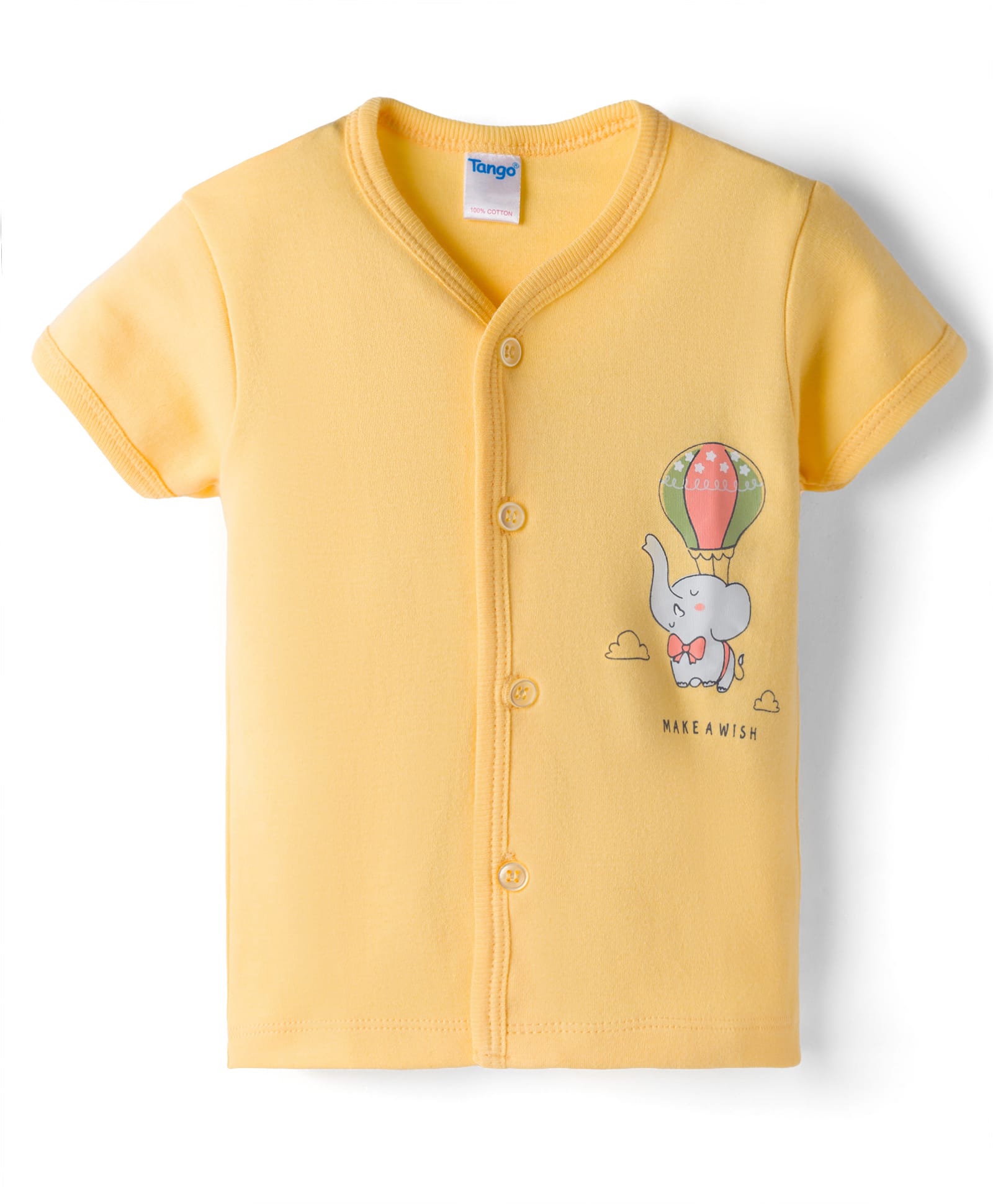 Tango Interlock Knit Half Sleeves Elephant Printed Jhabla - Yellow-picture-2