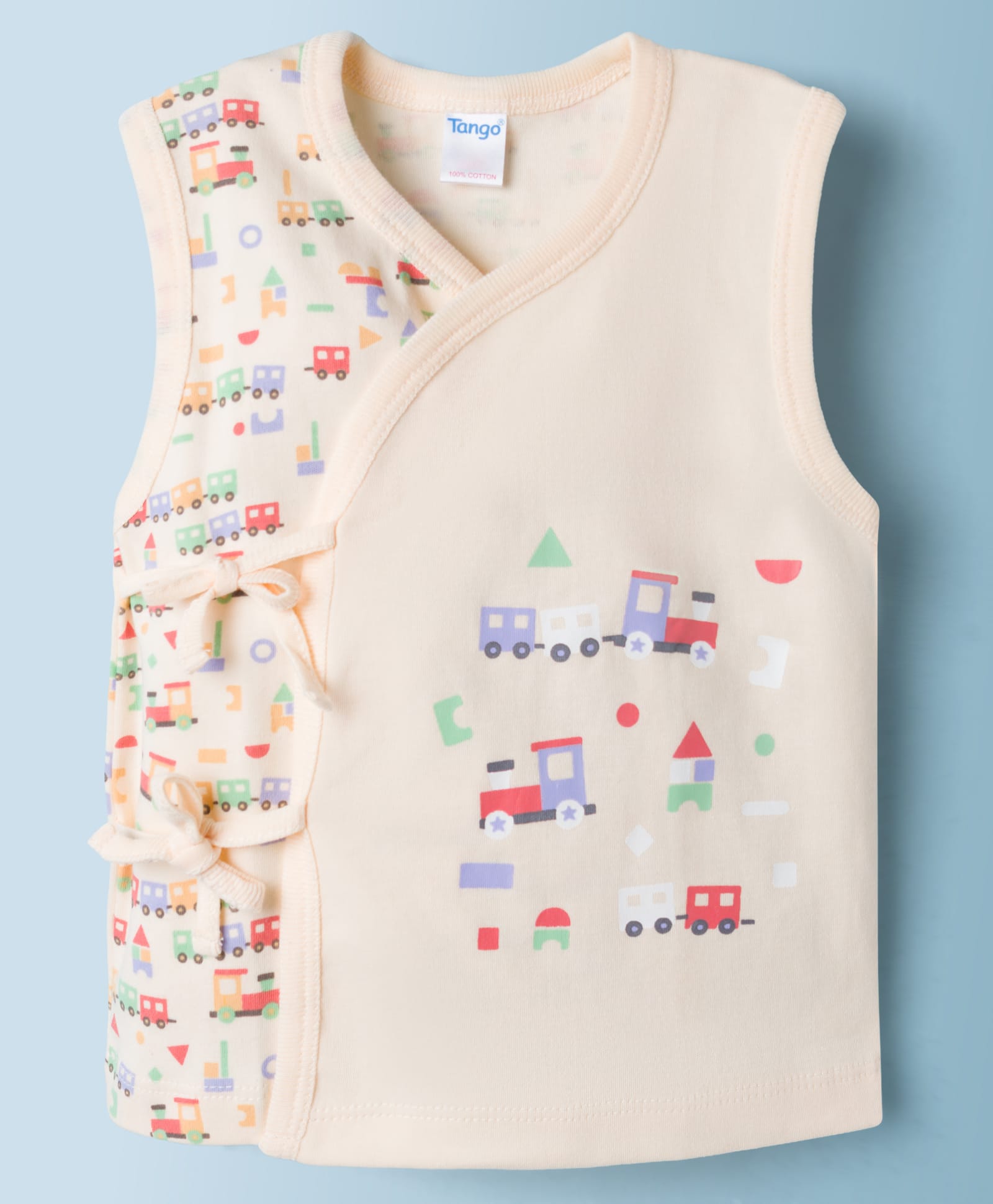 Tango Interlock Knit Sleeveless Vehicles Printed Jhabla - Cream-picture-4
