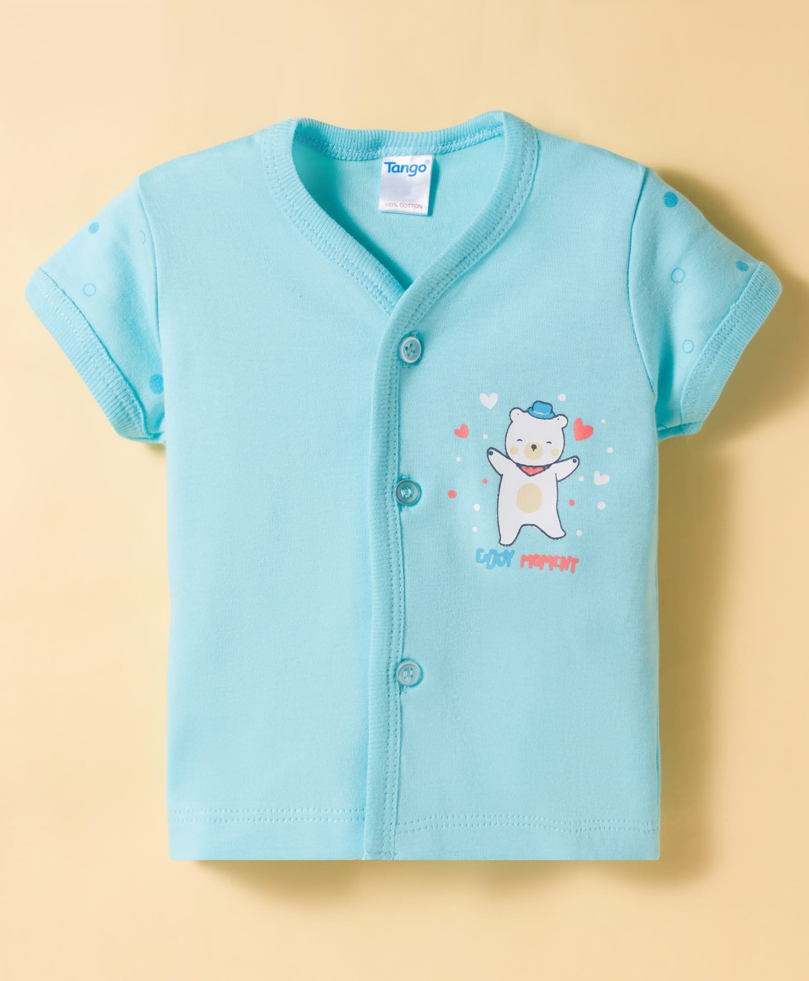 Tango Interlock Knit Half Sleeves Bear Printed Jhabla - Light Blue-image-19