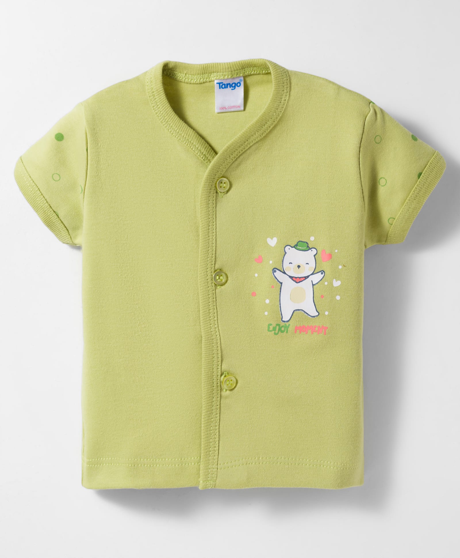 Tango Interlock Knit Half Sleeves Bear Printed Jhabla - Olive Green-image-36