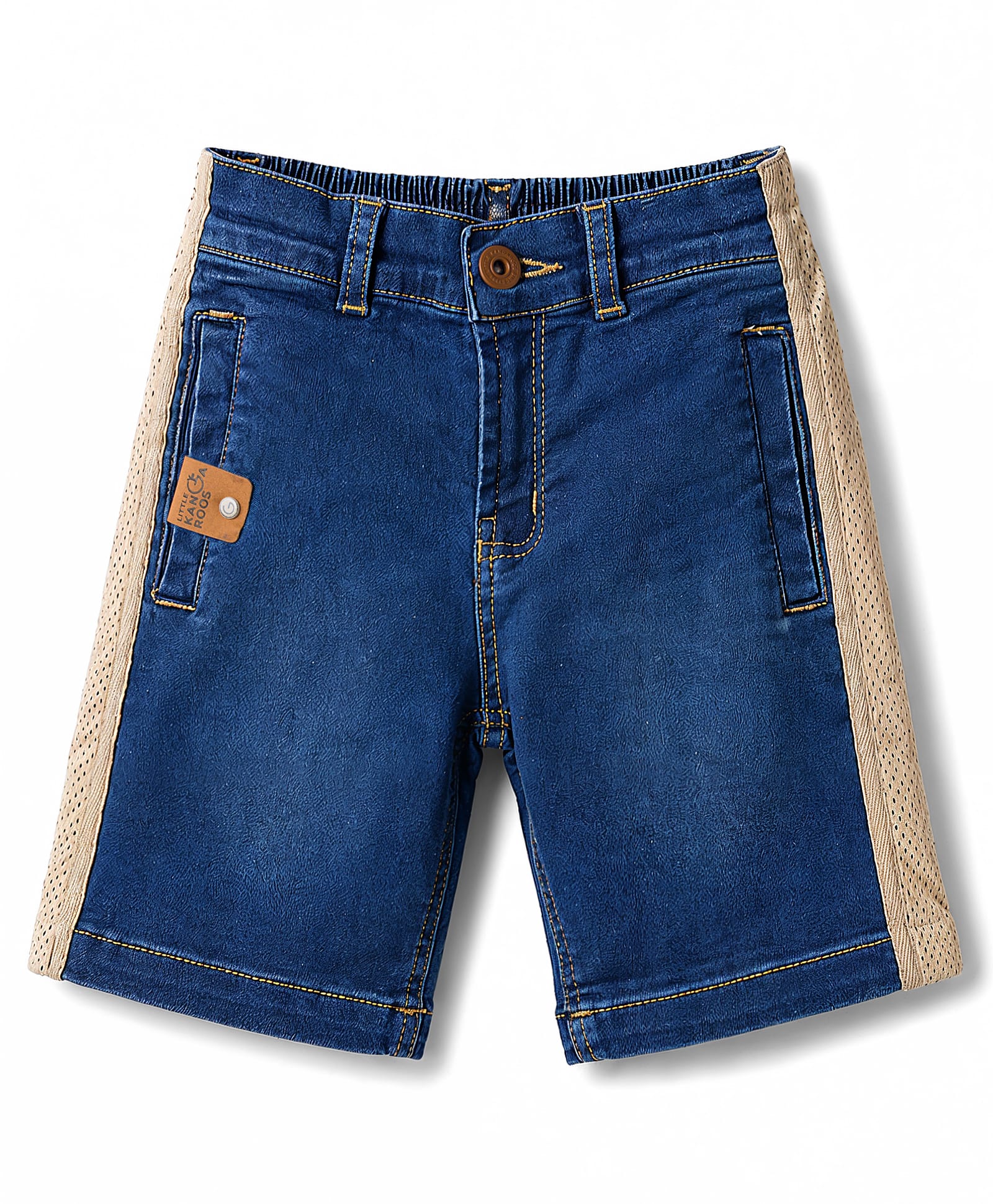 Little Kangaroos Woven Knee Length Washed Shorts - Navy Blue-picture-25