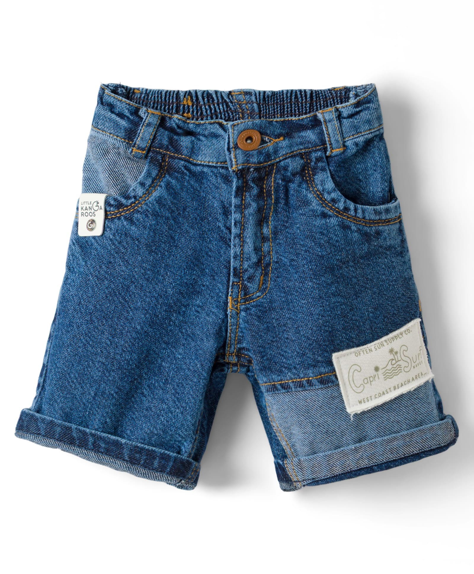 Little Kangaroos Woven Knee Length Washed Denim Shorts - Navy Blue-picture-15