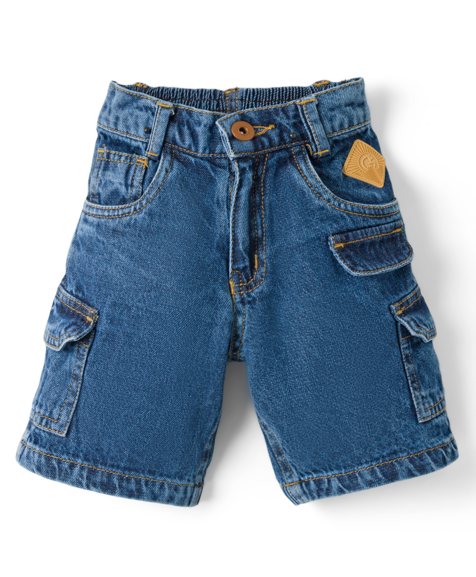 Little Kangaroos Denim Woven Knee Length Solid Color Shorts - Navy Blue-image-37