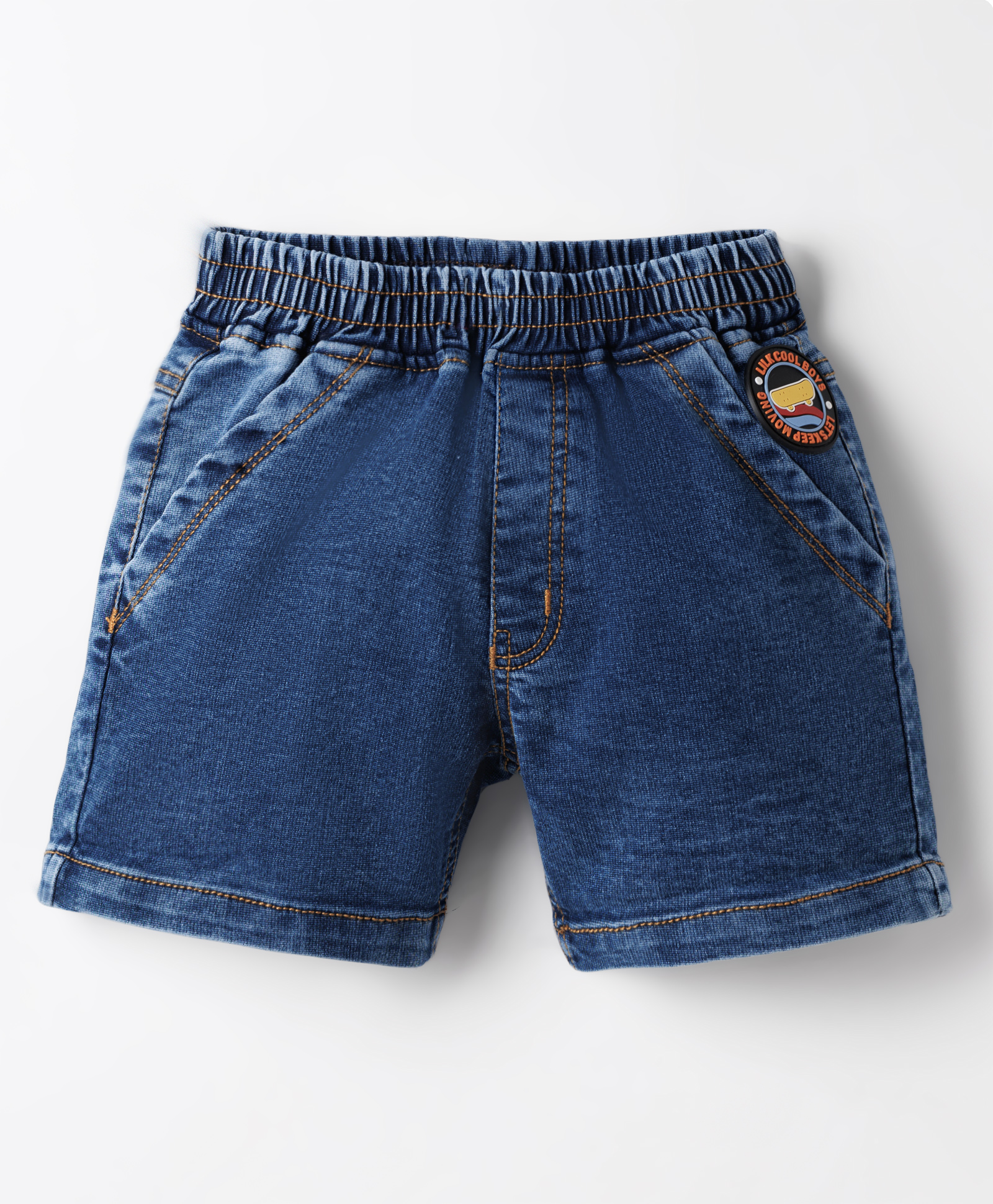 Little Kangaroos Denim Woven Knee Length Solid Color Shorts - Navy Blue-image-41