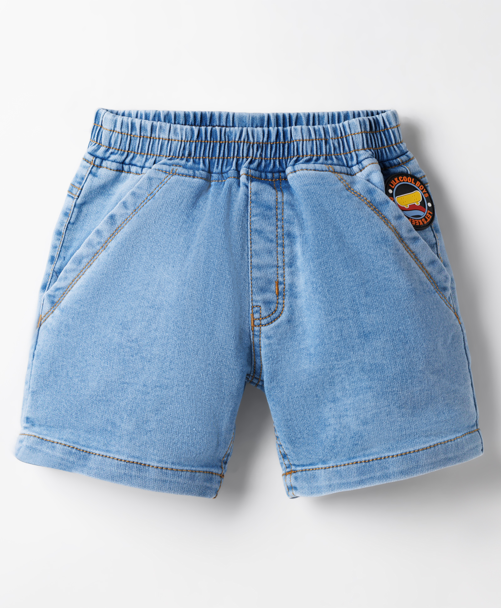Little Kangaroos Denim Woven Knee Length Solid Color Shorts - Light Blue-picture-11