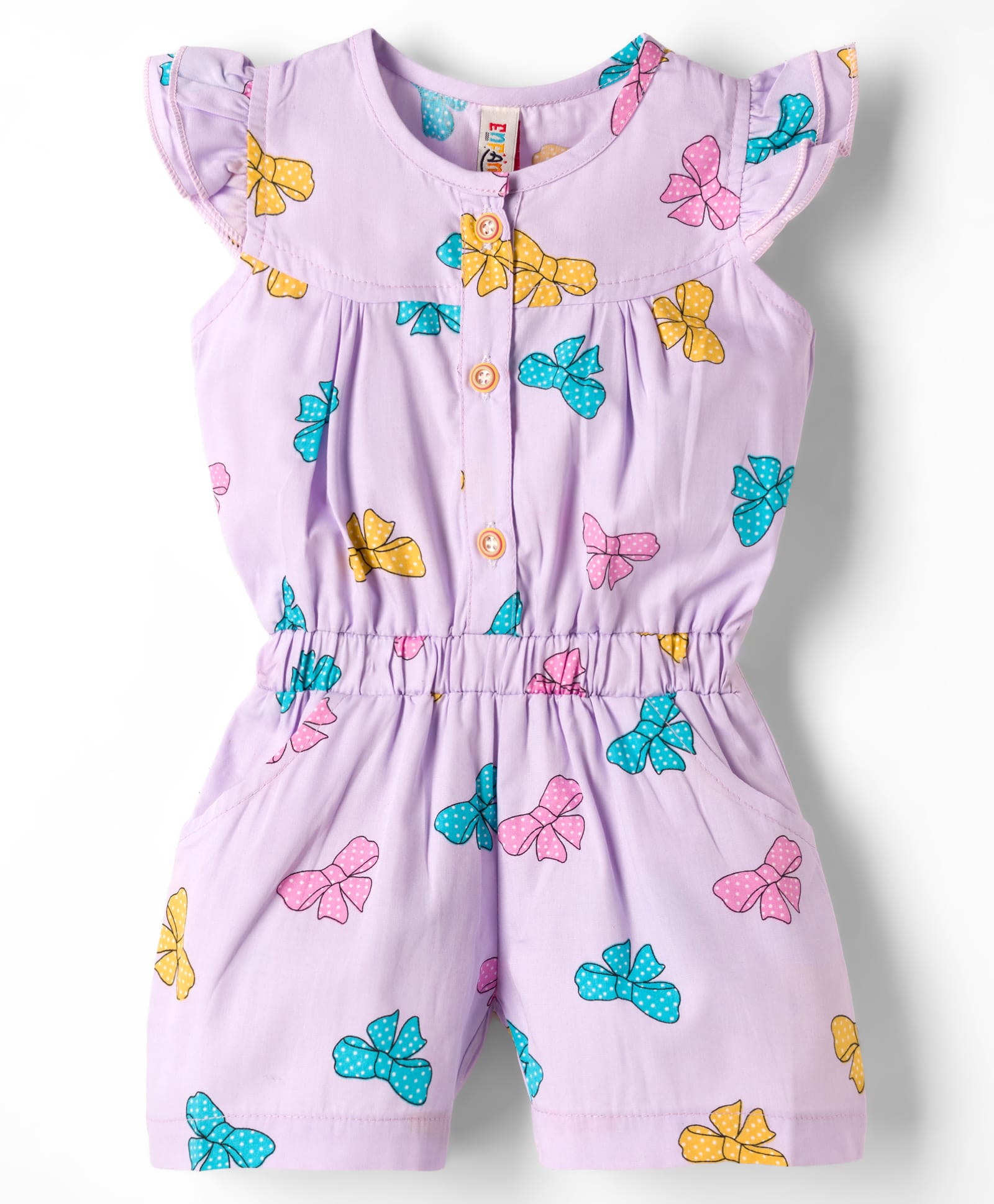 Enfance Cap Sleeves Bow Printed Jumpsuit - Lavender-picture-27