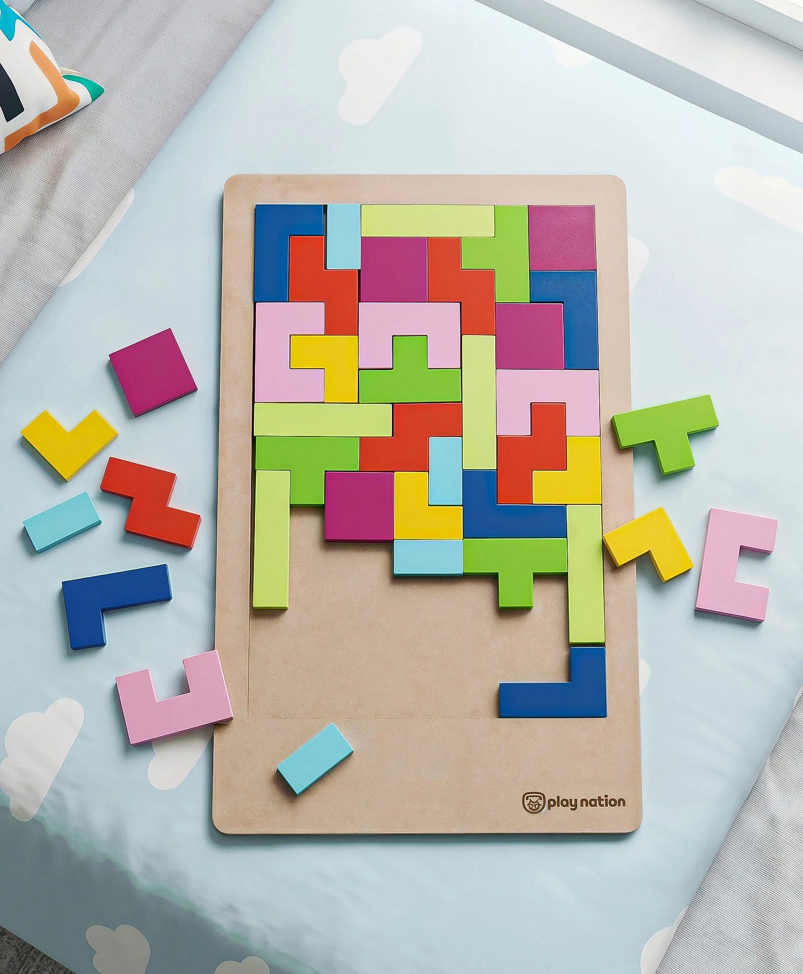 Play Nation Wooden Jigsaw Puzzle Brain Game with Multicolor Geometric Pattern Blocks| Shape & Color Recognition| Hand-Eye Coordination | Ideal Gift for Kids 3+ Years| BIS Certified-image-23