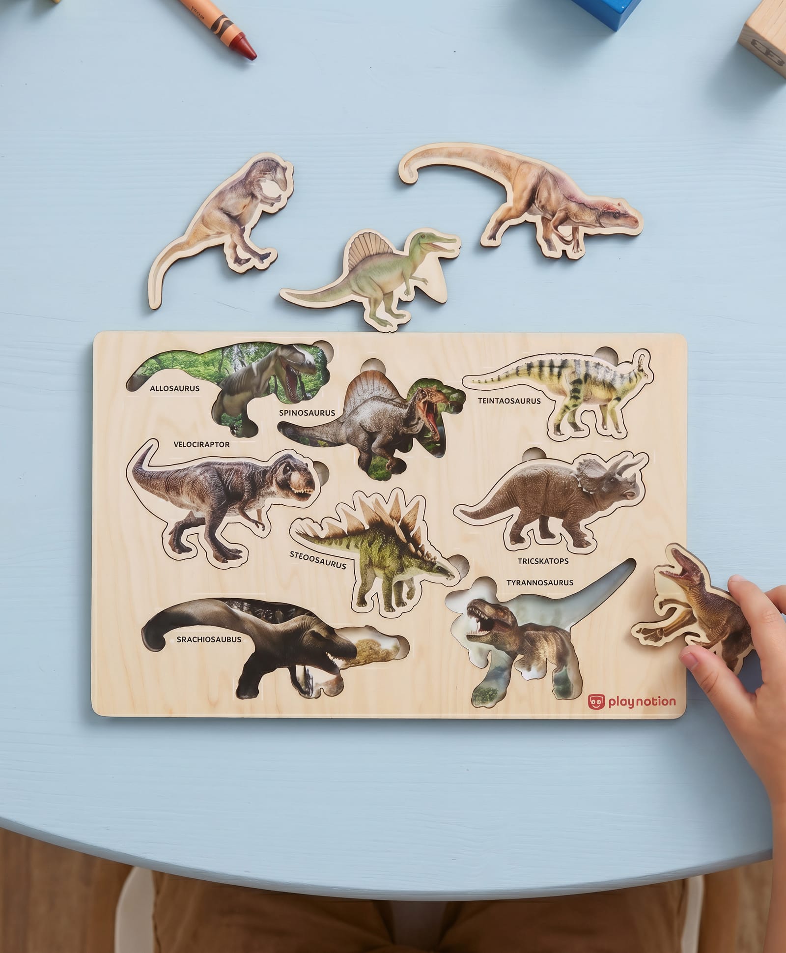 Play Nation 2-in-1 Wooden Puzzle for Kids - Dino Theme| Name and Shape Identification| Montessori Educational Toy| Boosts Vocabulary & Recognition| Gifting for 3+ Years Boys & Girls|BIS Certified-picture-11