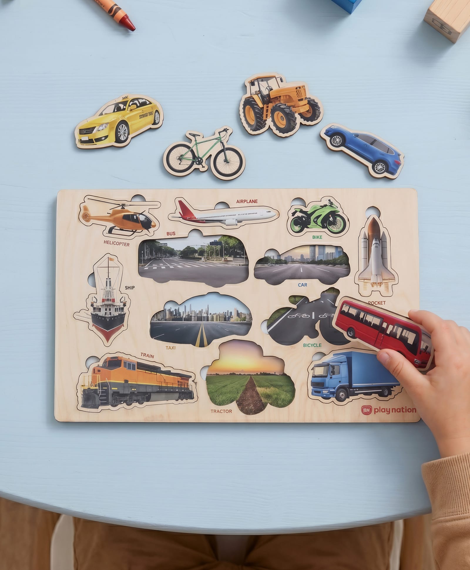 Play Nation 2-in-1 Wooden Puzzle for Kids - Mode of Transport| Name Identification| Montessori Educational Toy| Boosts Vocabulary & Recognition| Gifting for 3+ Year Boys & Girls| BIS Certified-picture-45