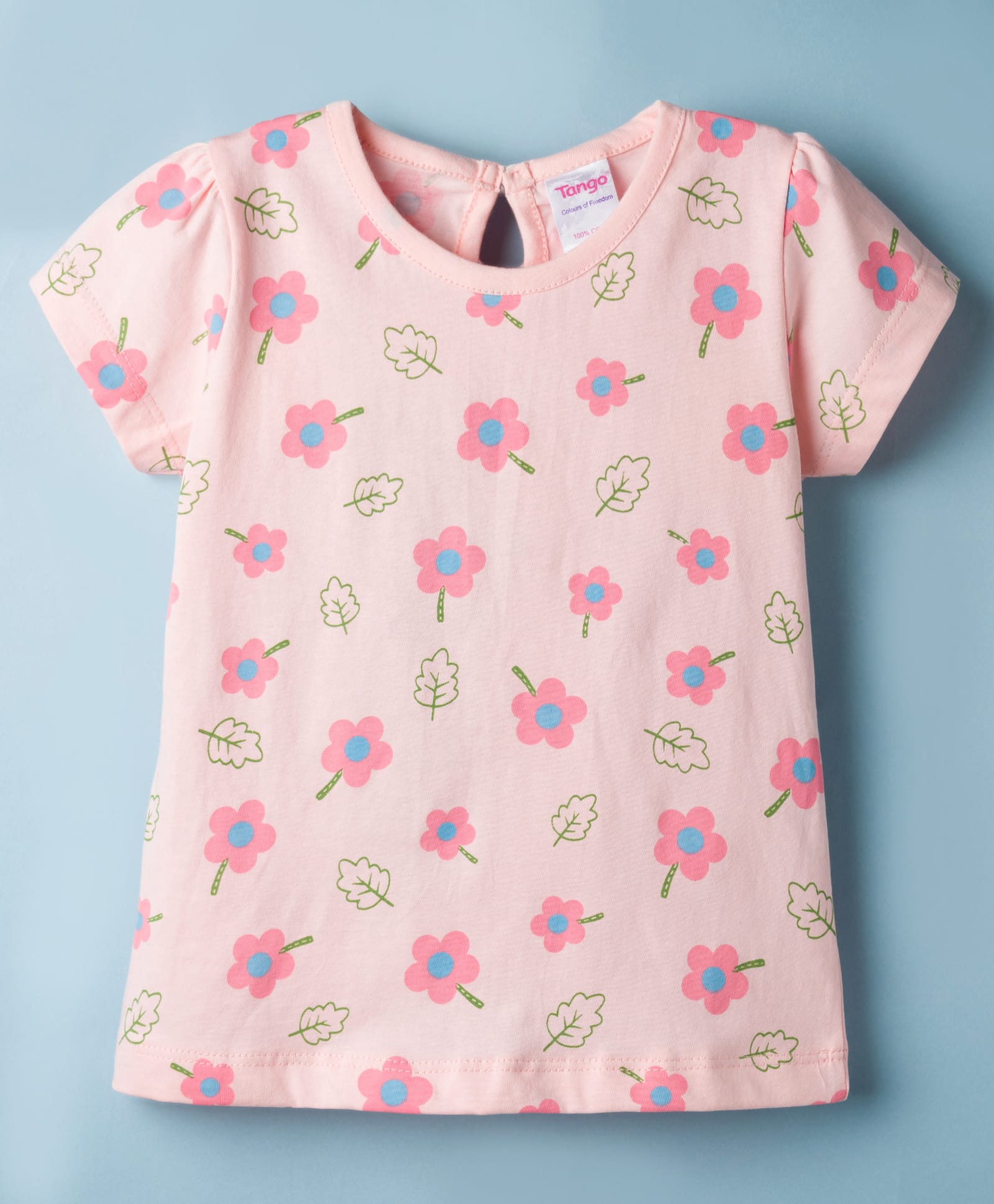 Tango Single Jersey Knit Half Sleeves Floral Printed Top - Pink-image-29
