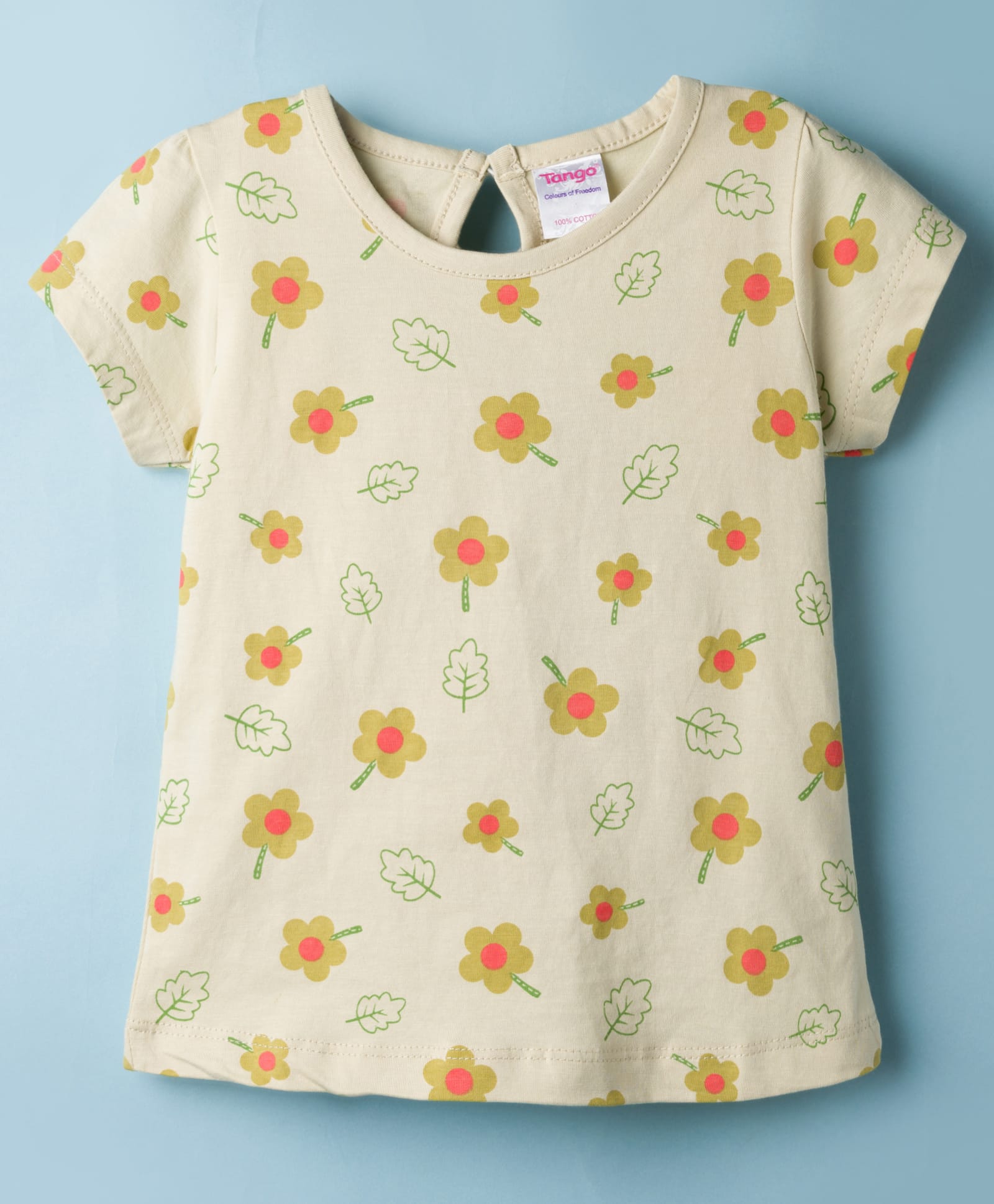 Tango Single Jersey Knit Half Sleeves Floral Printed Top - Light Grey-image-19