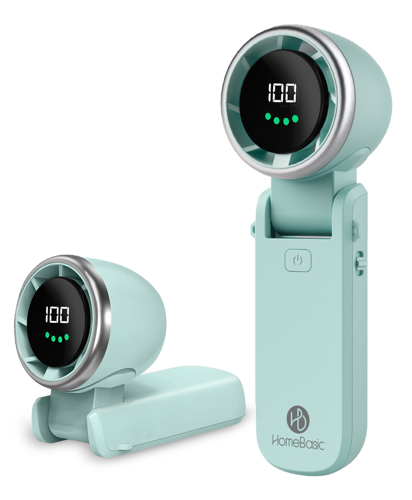 HOMEBASIC Mini Portable Fan, Hanging Neck Fan, 5-Speeds, 13000RPM, Handheld Fan with Digital Display, Rechargeable 4000mAh Battery, Foldable Pocket Fan for Travel, Office, Outdoor, Women mint green-picture-24