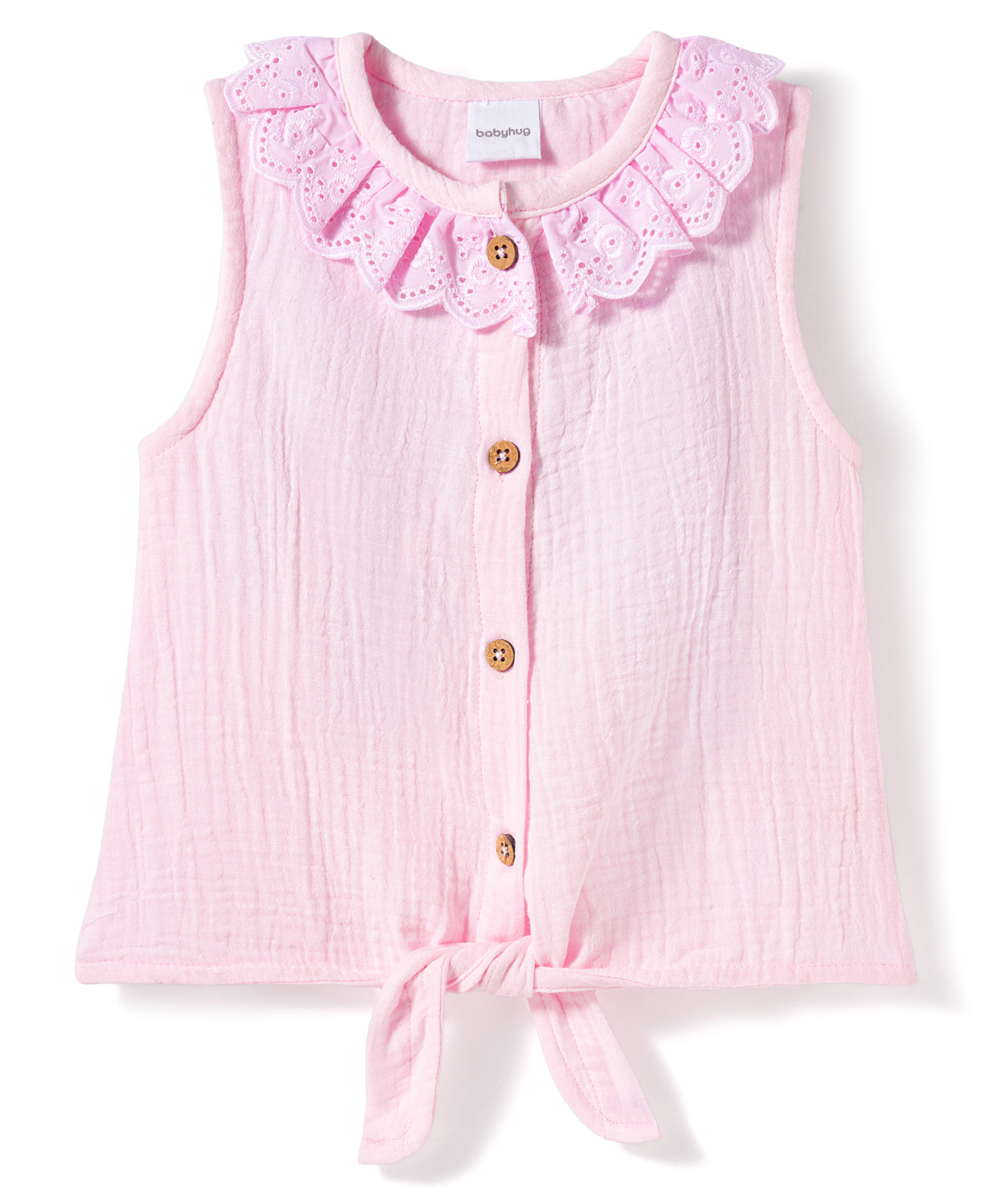 Babyhug Cotton Woven Sleeveless Top with Schiffli Detailing Pink 9-12 Months-image-28
