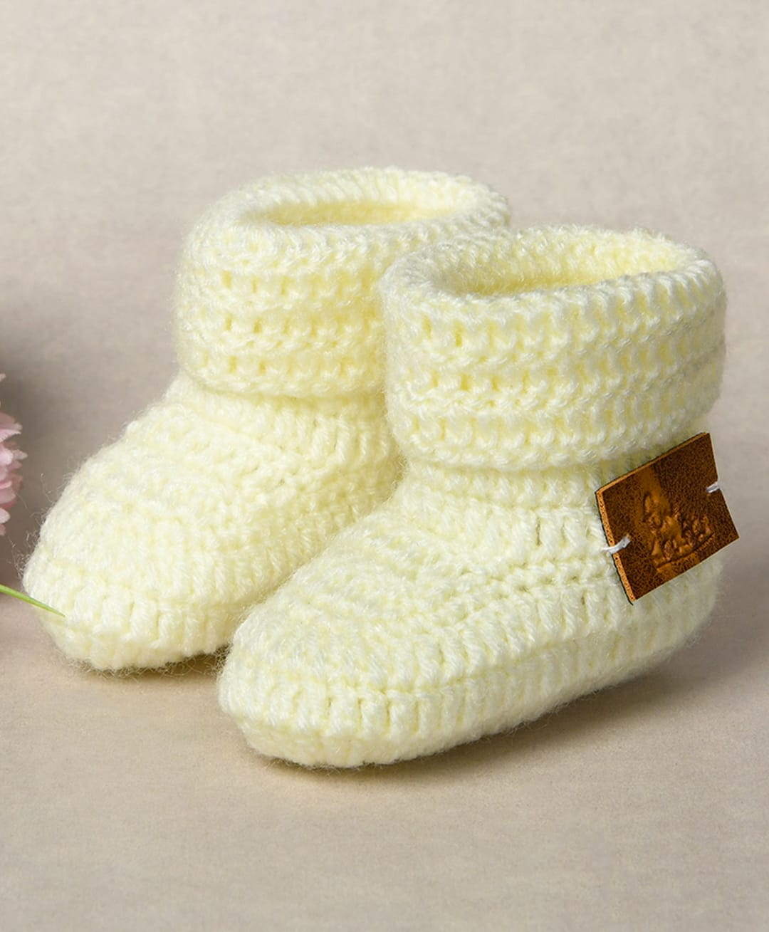 Funkrafts Solid Crochet Handmade Booties - Off White-picture-36