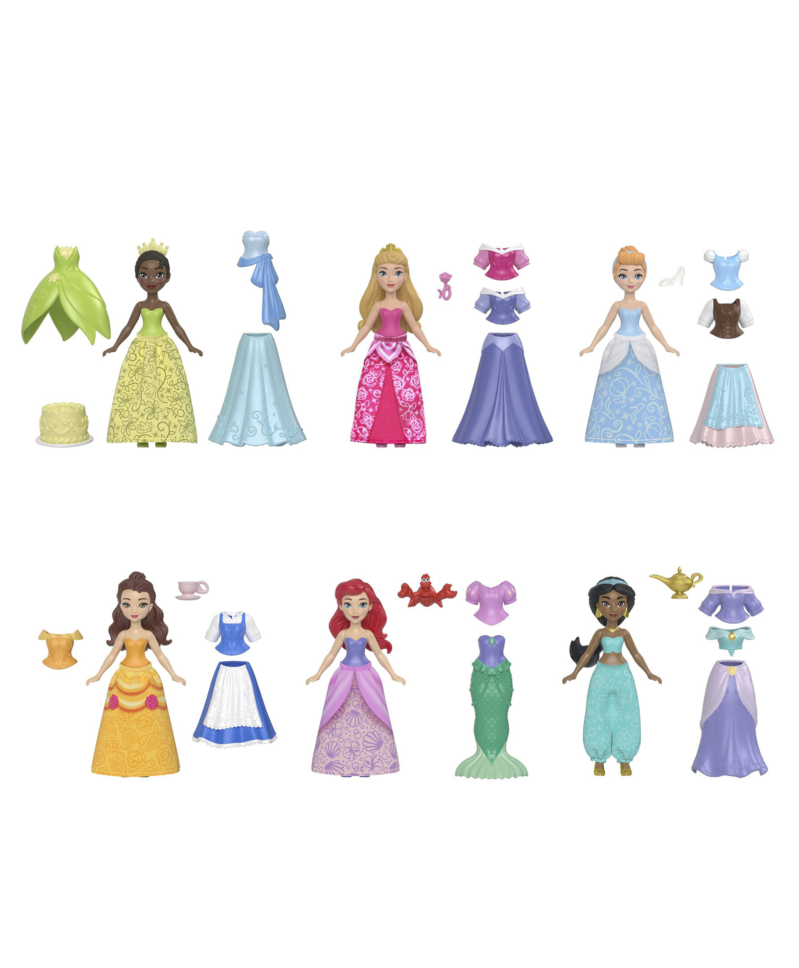 Disney Princess Toys Princess Dolls and Fashions Set Gifts for Kids - Multicolor