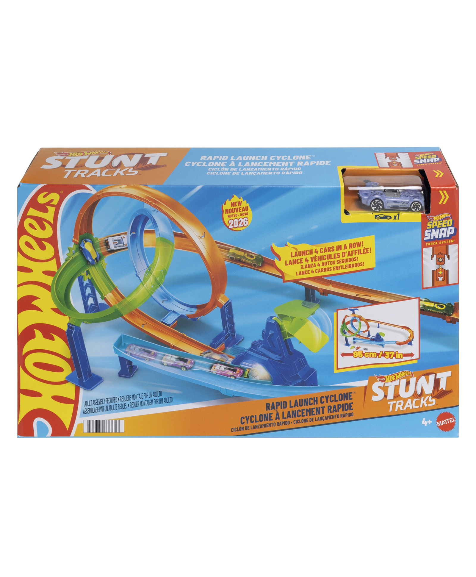 Hot Wheels Stunt Tracks Rapid Launch Cyclone Track Set & 1:64 Scale Die-Cast Toy Car - Multicolor-picture-33
