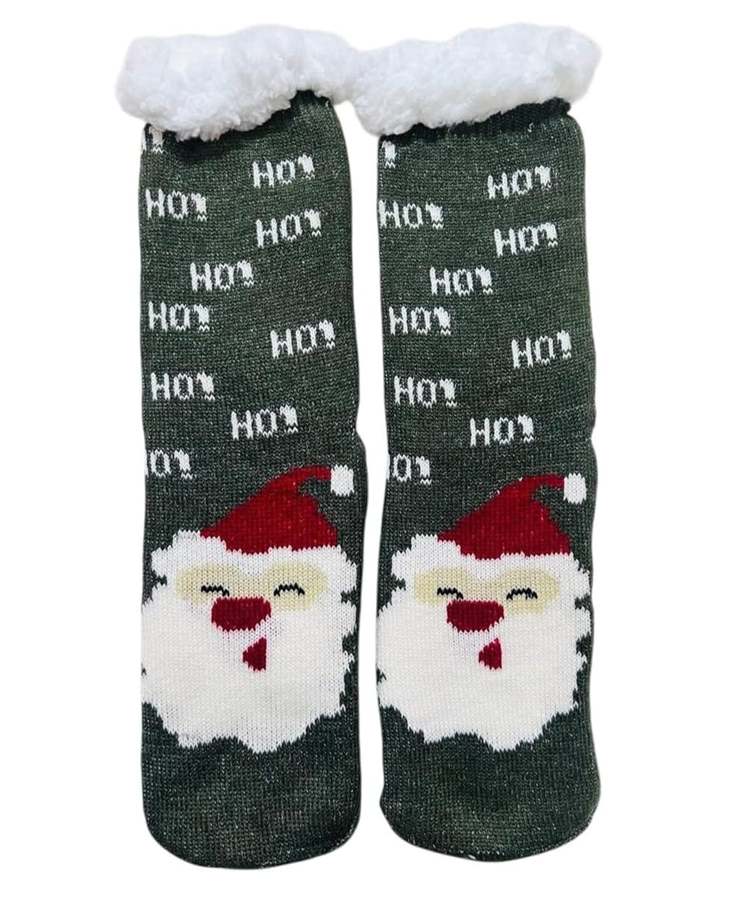 Butterthief Wool Knit Santa Claus Ho Ho Ho Text Designed Plush Detailed Socks - Grey-image-37