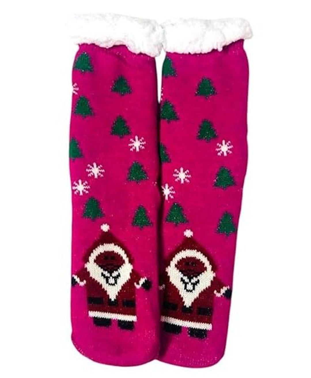 Butterthief Wool Knit Santa Claus & Christmas Tree Designed Plush Detailed Socks - Pink-picture-21
