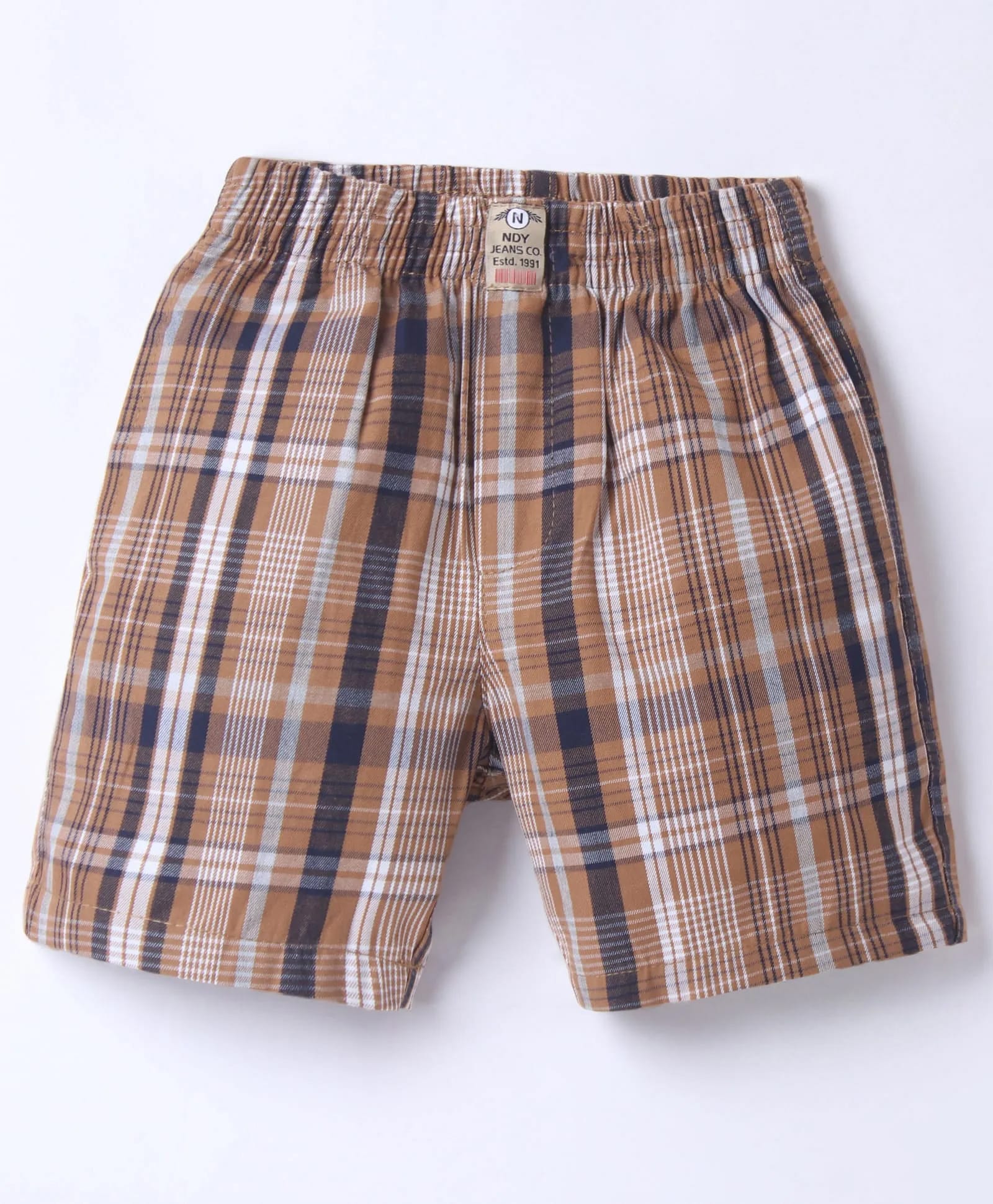 Noddy Plaid Checked Shorts - Khaki-image-6