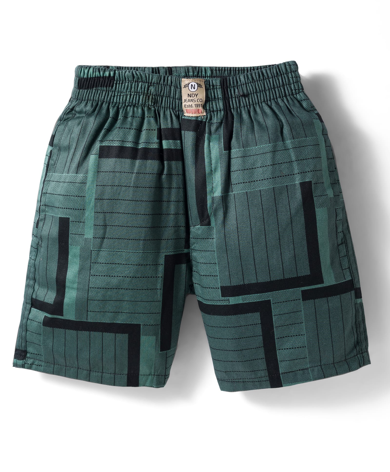 Noddy Geometric Printed Shorts - Green-image-36