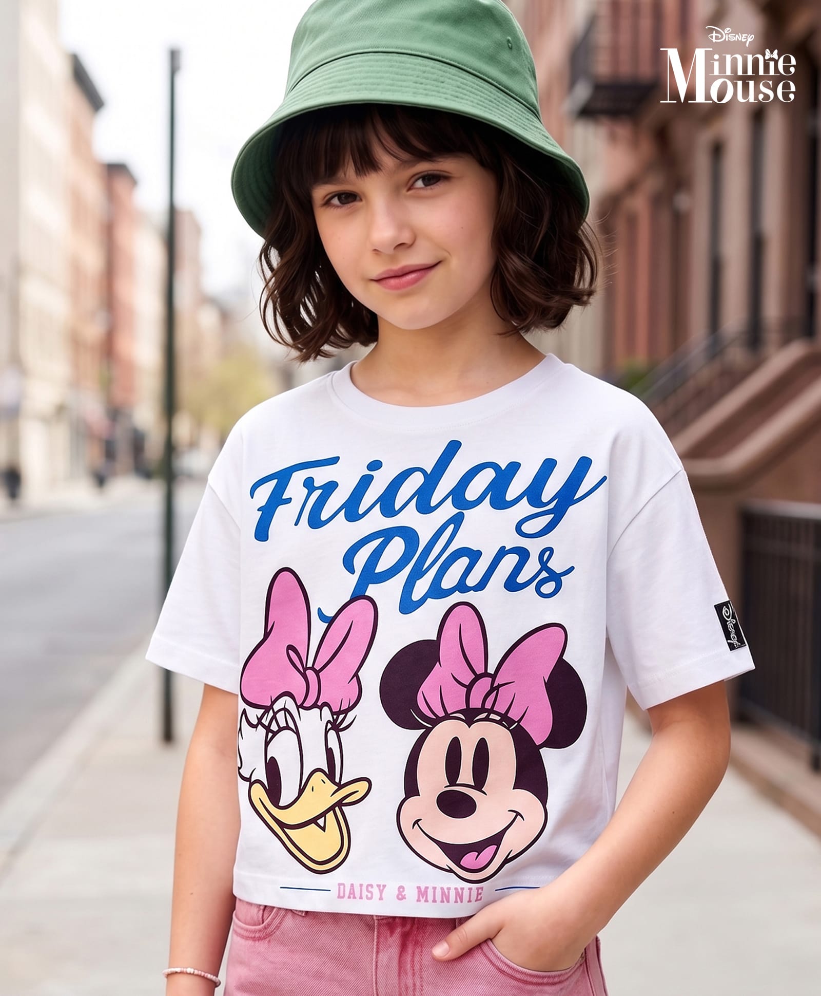 Pine Kids Disney Single Jersey Knit Half Sleeves Crop T-Shirt With Minnie Mouse & Friends Graphics - White-image-38