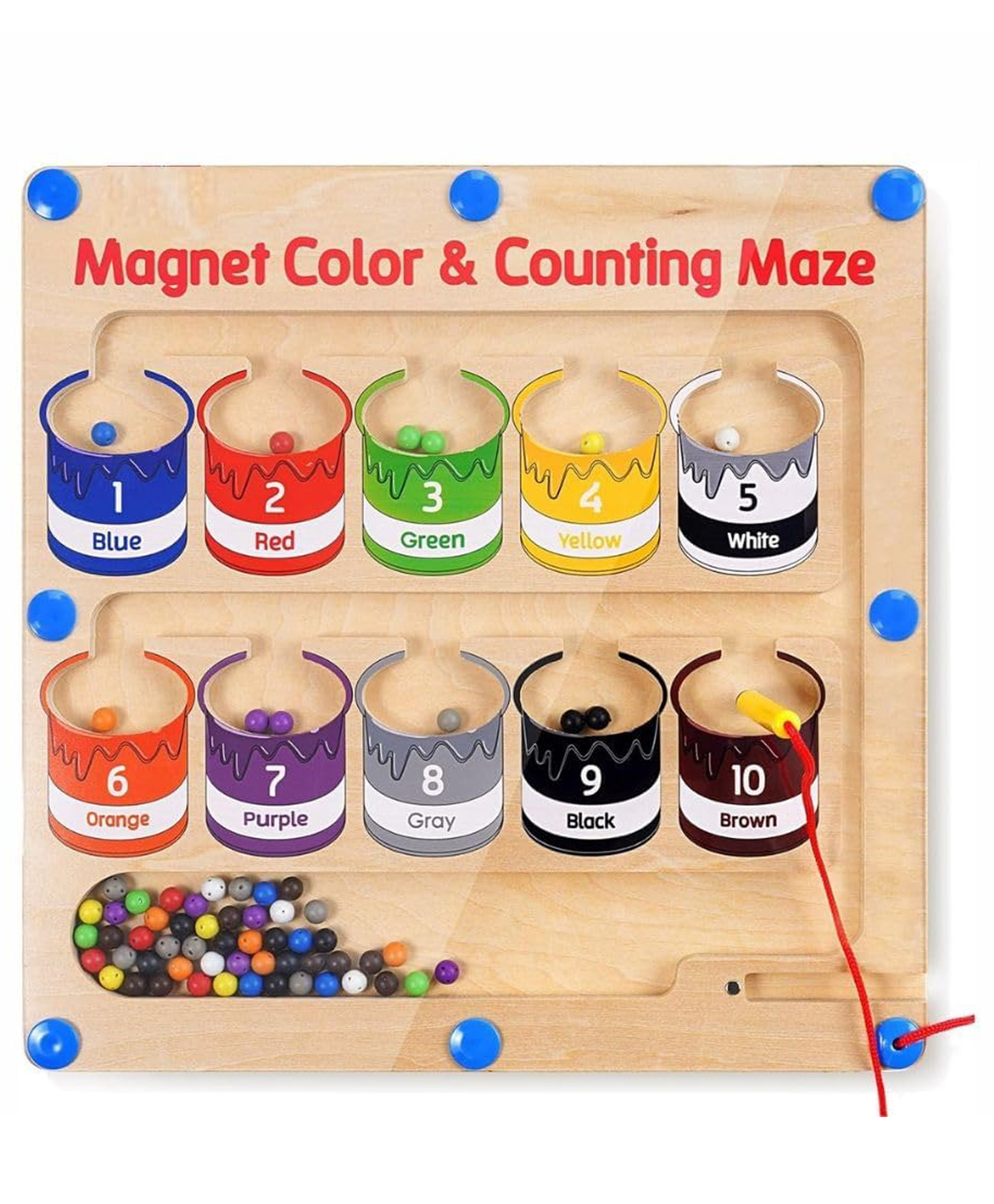 HAPPY HUES Paint Can Maze-Magnetic Color and Number Maze Board Puzzle Counting, Matching and Fine Motor Skills Activity Toy for Toddlers-image-33