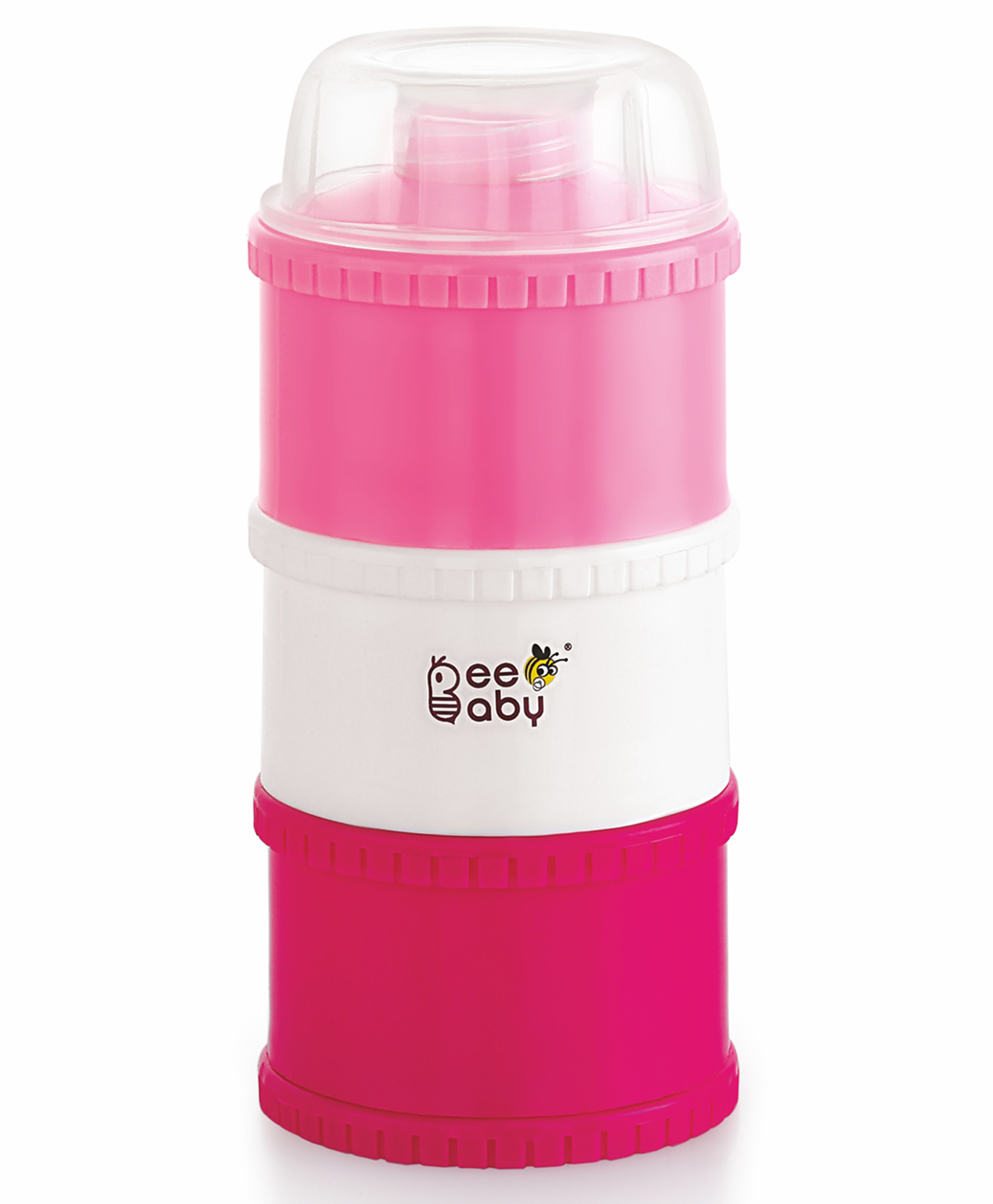 BeeBaby Store and Feed Stackable Milk Powder Container. 3 Layer Multi-Storage, Multi-Functional food and milk dispenser. 100% BPA Free, Travel Friendly. (0 Months+, Pink)-image-22